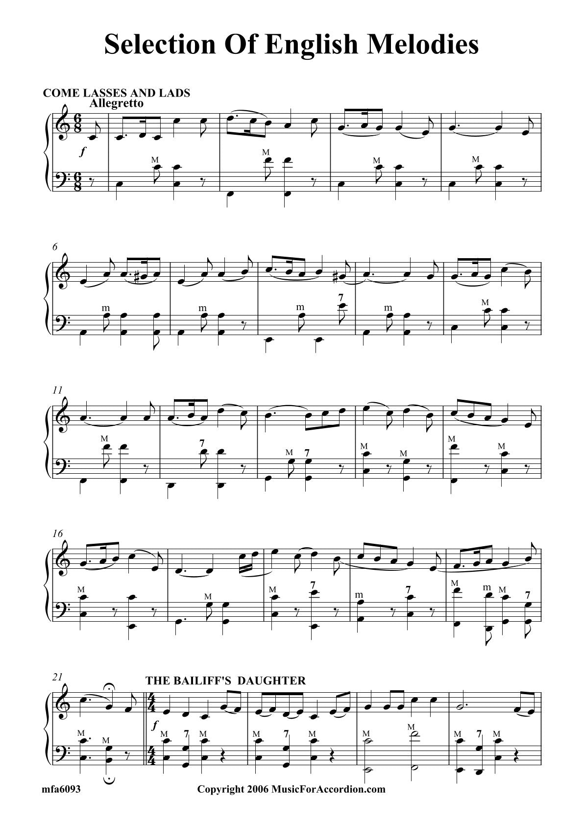Selection Of English Melodies