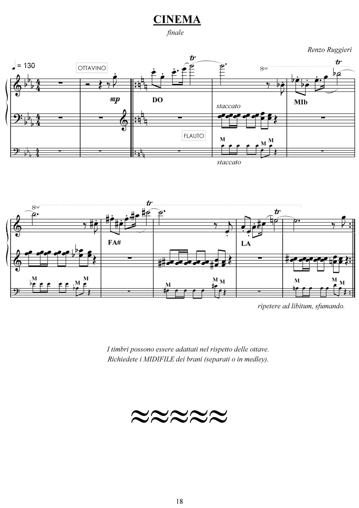 Cinema (for 4 parts and drums )