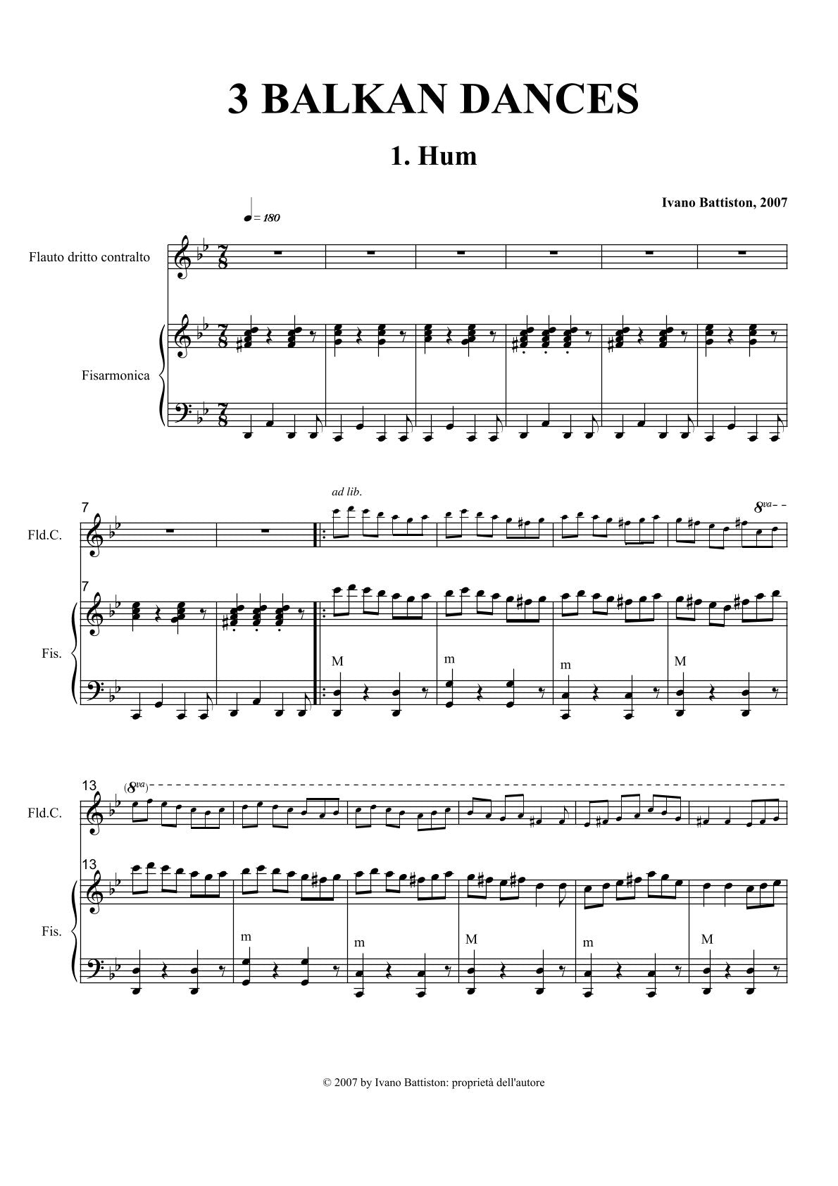 3 Balkan Dances ( for Accordion & Recorder)
