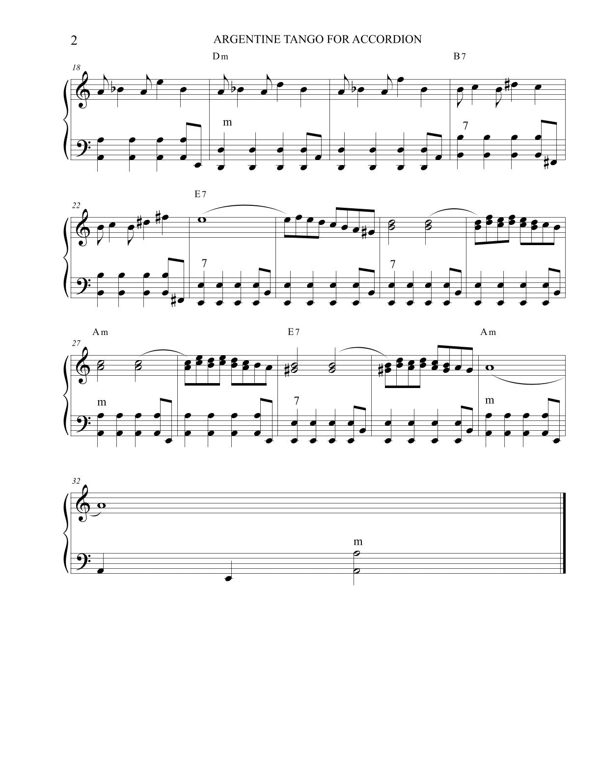 Argentine Tango For Accordion