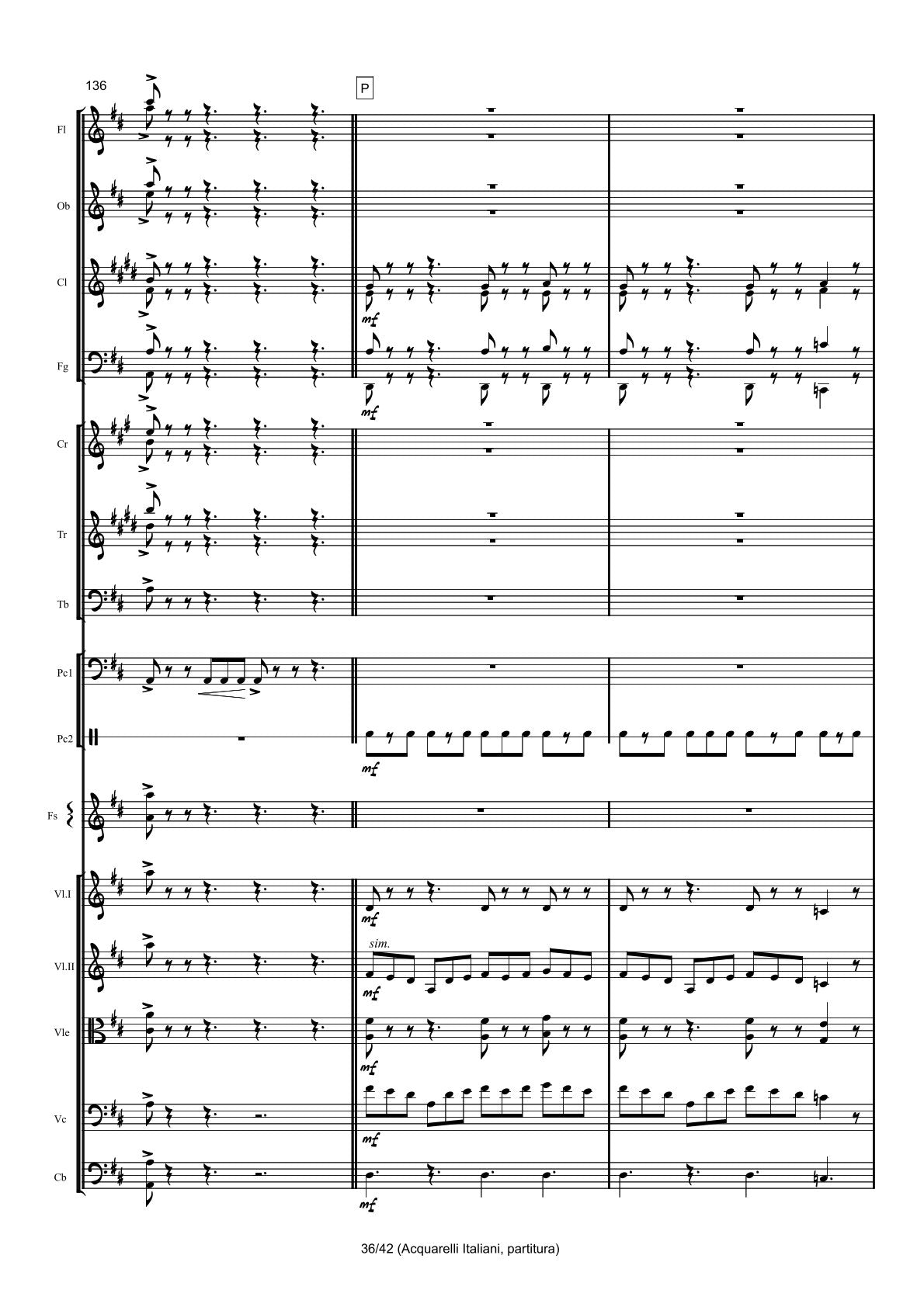 Renzo Ruggieri Acquarelli Italiani for Accordion and Orchestra ( full score &individual parts)