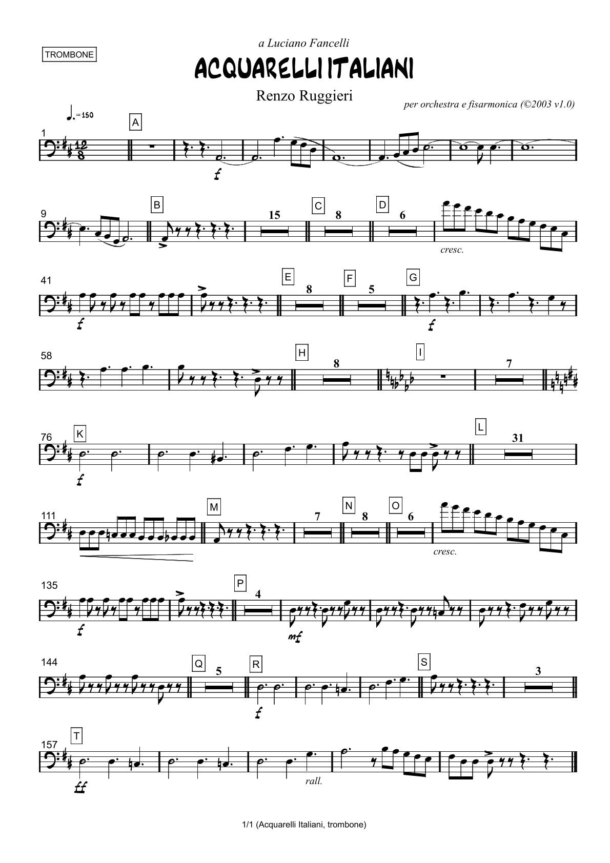 Renzo Ruggieri Acquarelli Italiani for Accordion and Orchestra ( full score &individual parts)