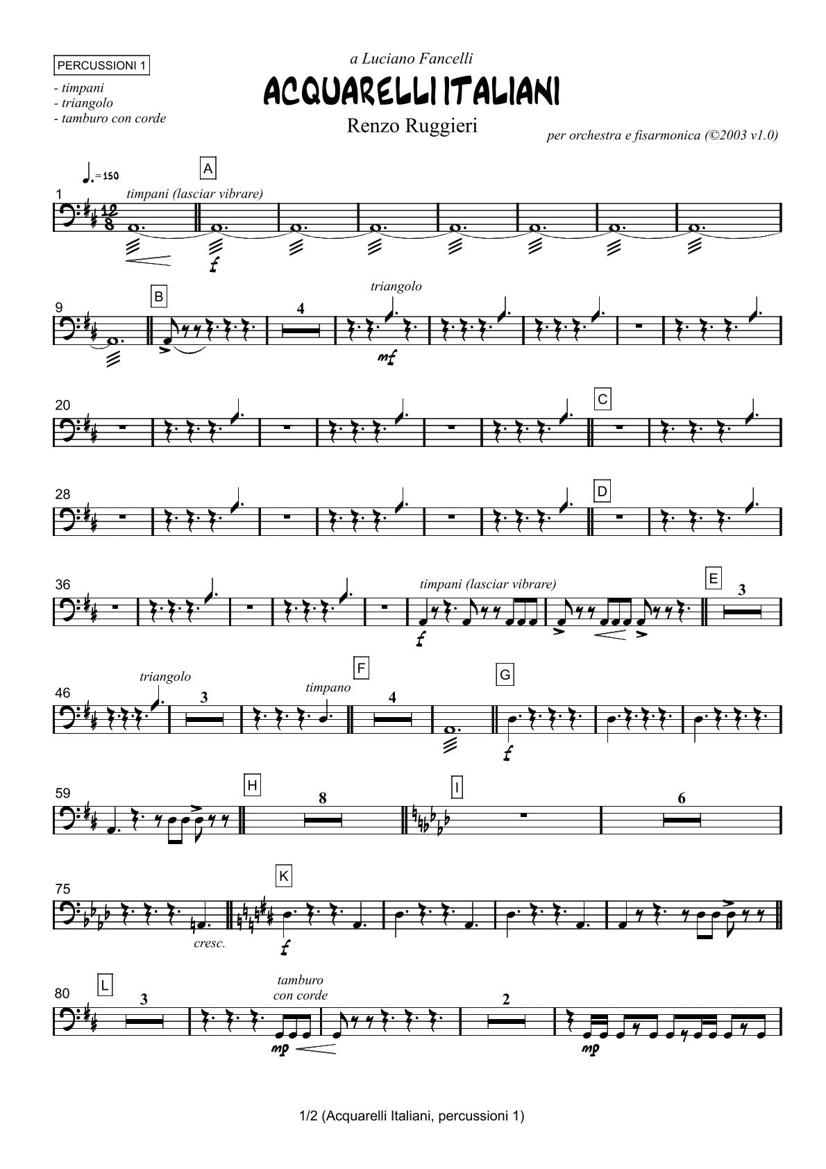 Renzo Ruggieri Acquarelli Italiani for Accordion and Orchestra ( full score &individual parts)