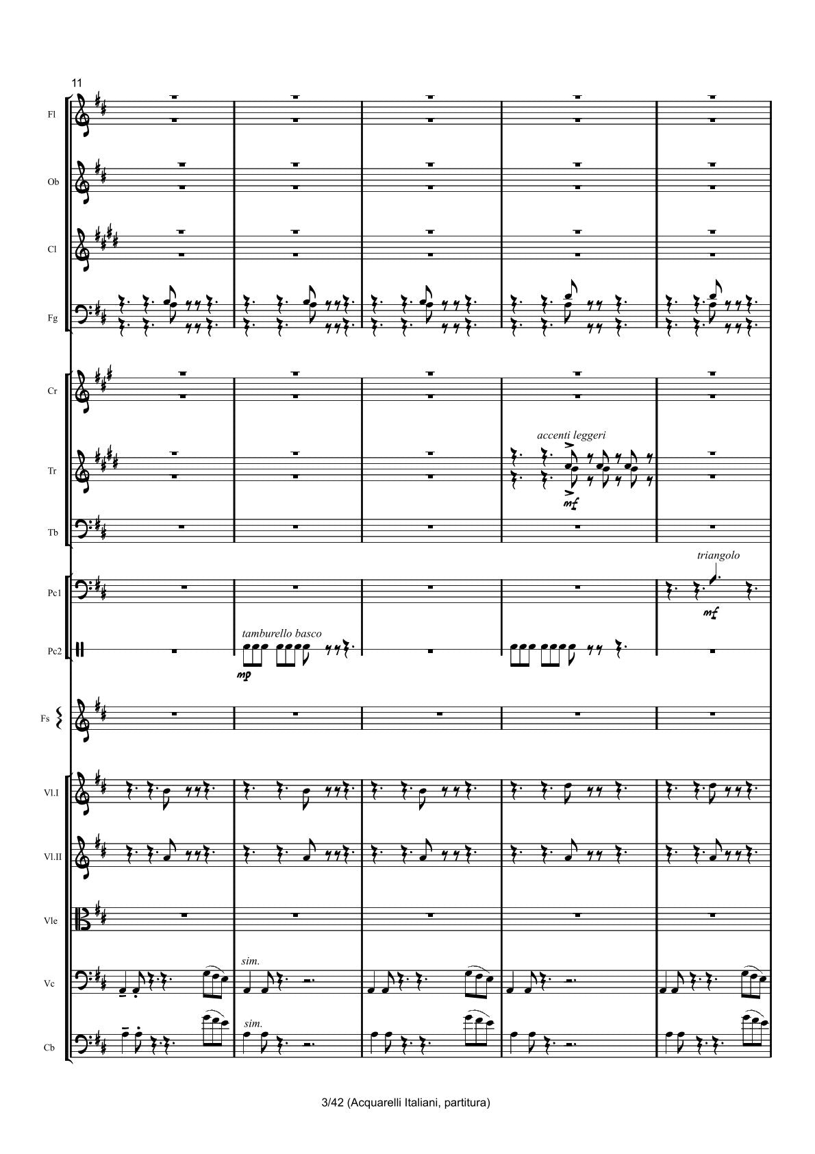 Renzo Ruggieri Acquarelli Italiani for Accordion and Orchestra ( full score &individual parts)