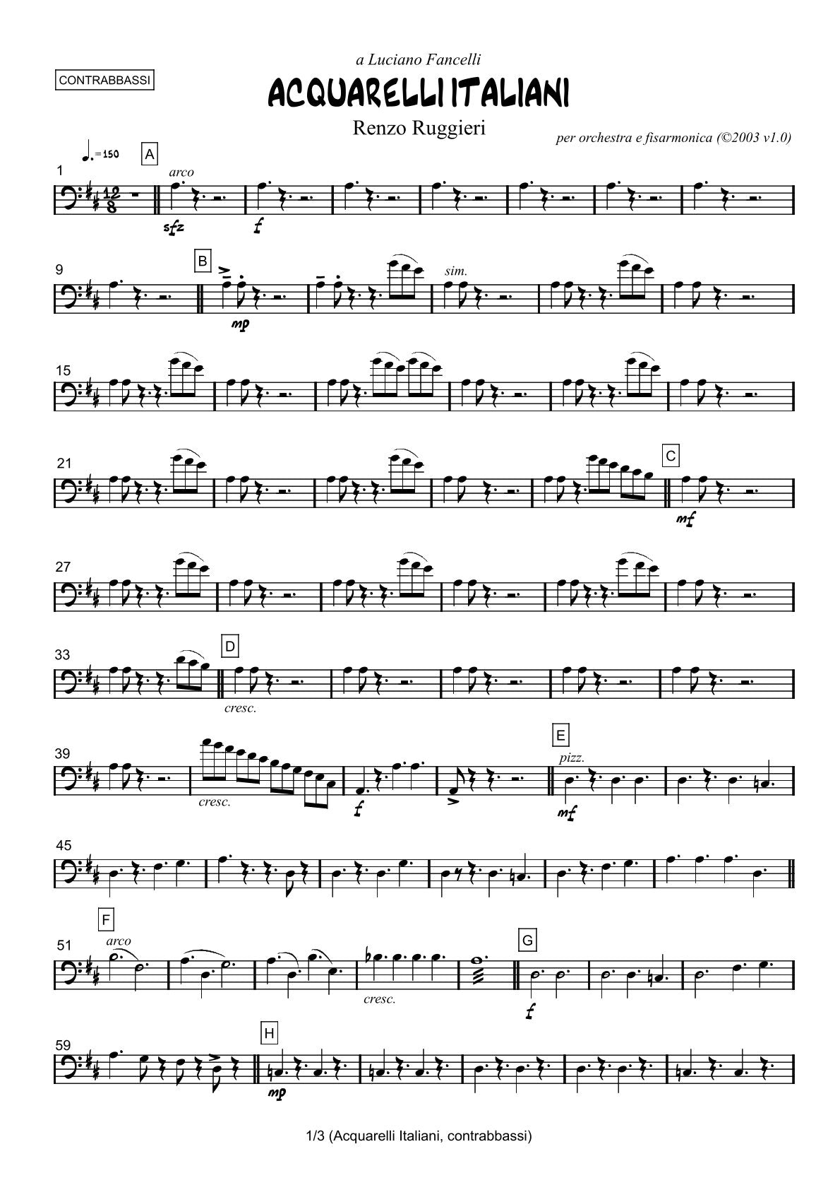 Renzo Ruggieri Acquarelli Italiani for Accordion and Orchestra ( full score &individual parts)