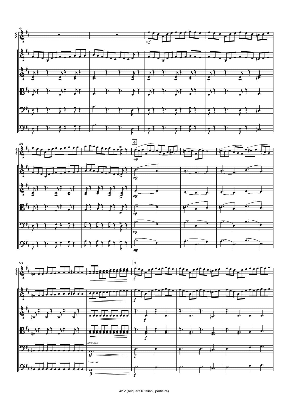 Renzo Ruggieri Acquarelli Italiani for Accordion and Orchestra ( full score &individual parts)