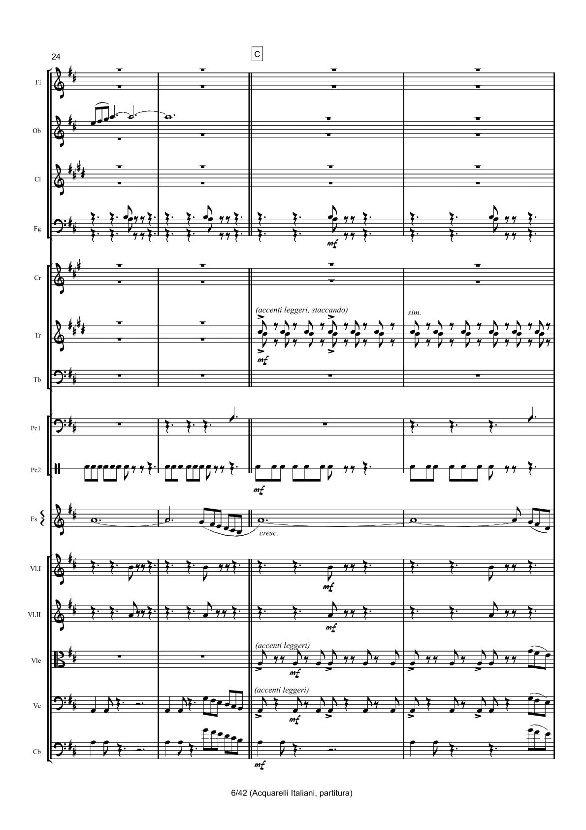 Renzo Ruggieri Acquarelli Italiani for Accordion and Orchestra ( full score &individual parts)