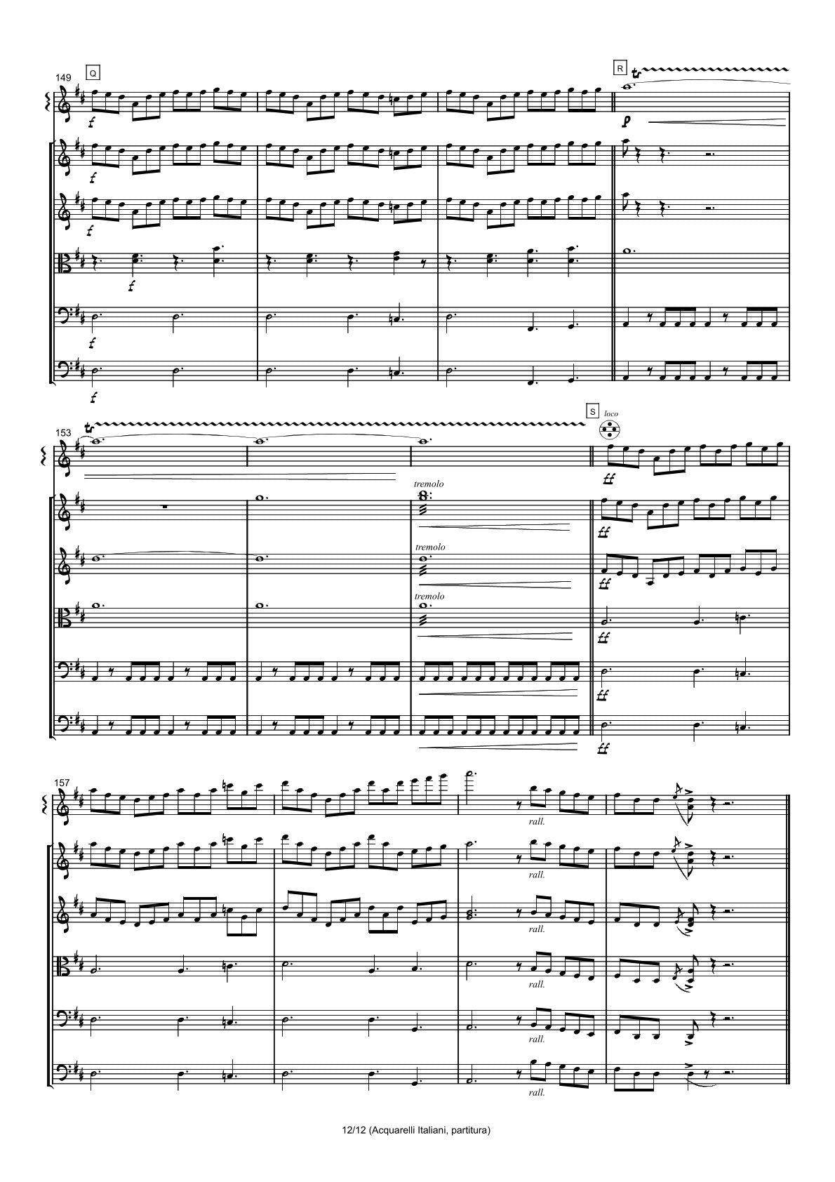 Renzo Ruggieri Acquarelli Italiani for Accordion and Orchestra ( full score &individual parts)