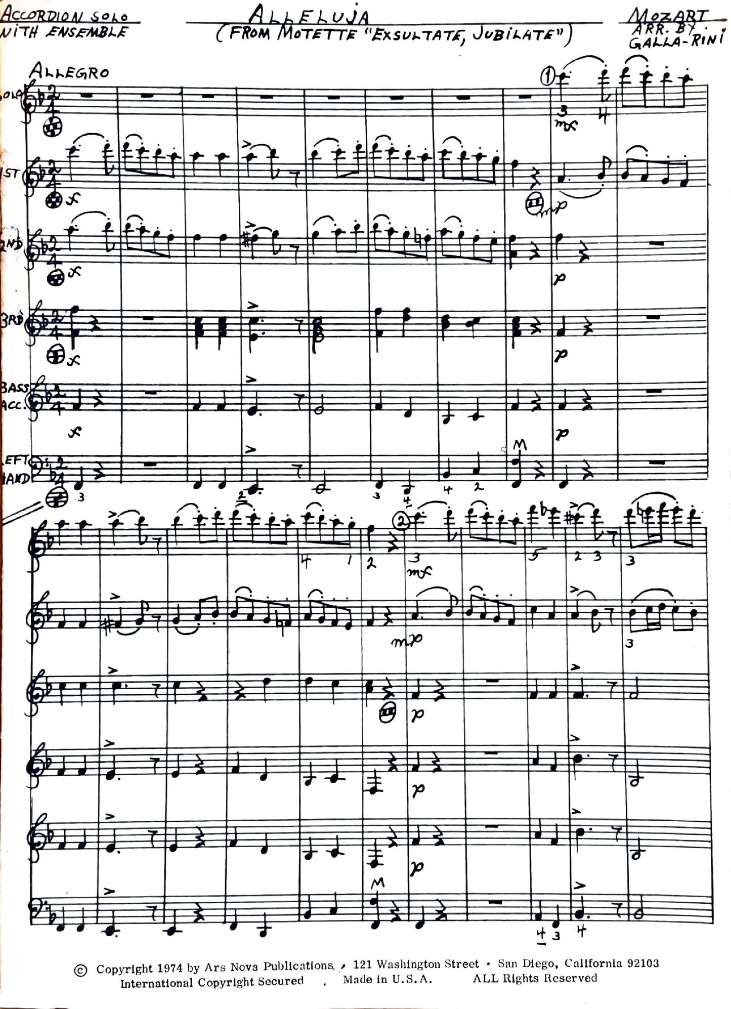 Alleluja from Exsultate, Jubilate - accordion solo with ensemble