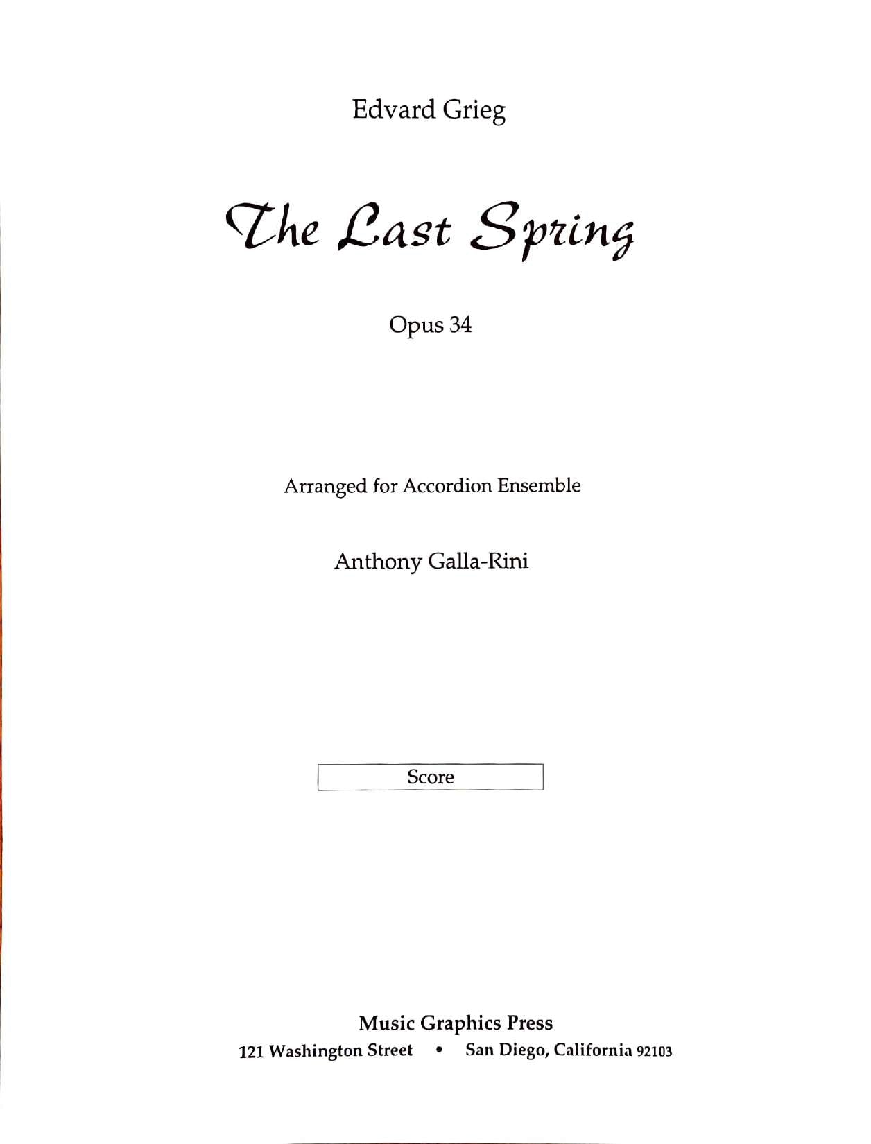 The Last Spring, Op. 34 No. 2