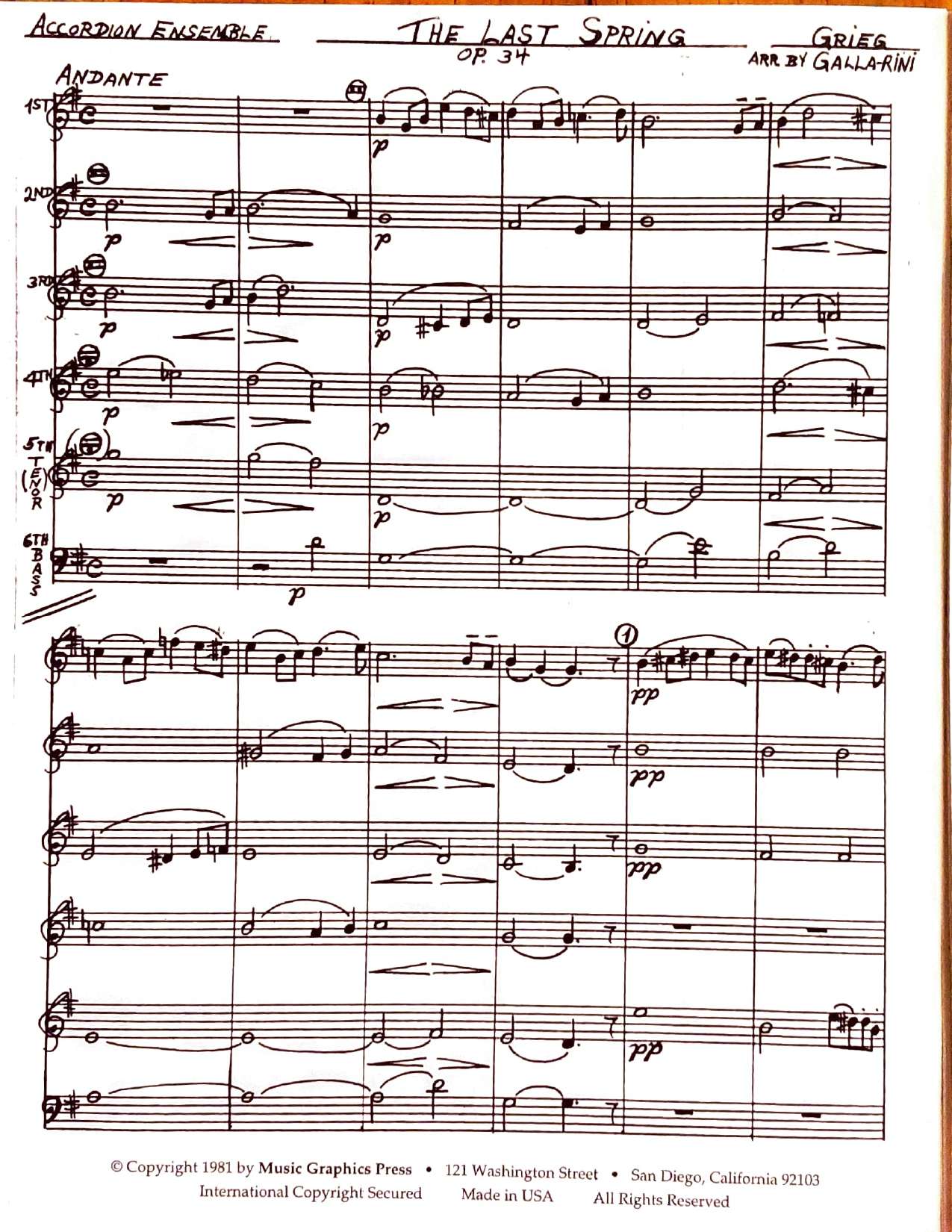 The Last Spring, Op. 34 No. 2