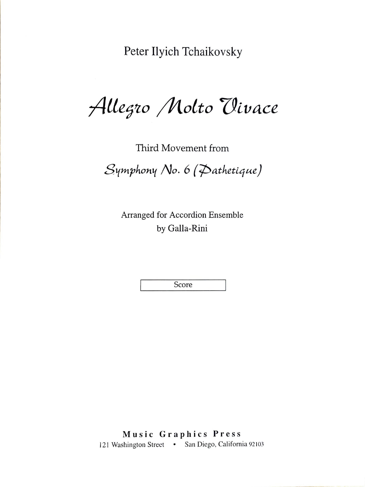 Allegro Molto Vivace Third Movement from Symphony No. 6 (Pathetique)