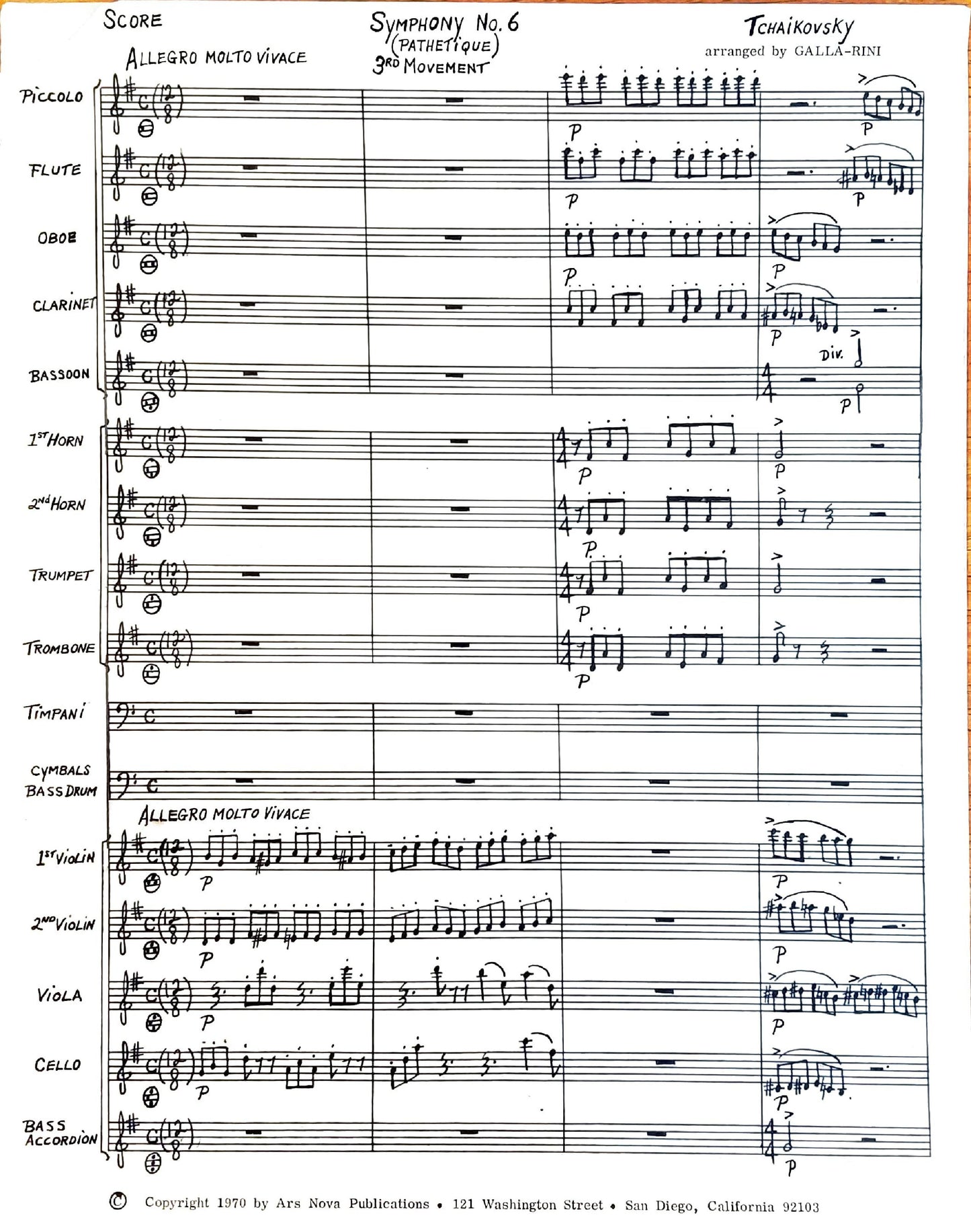 Allegro Molto Vivace Third Movement from Symphony No. 6 (Pathetique)