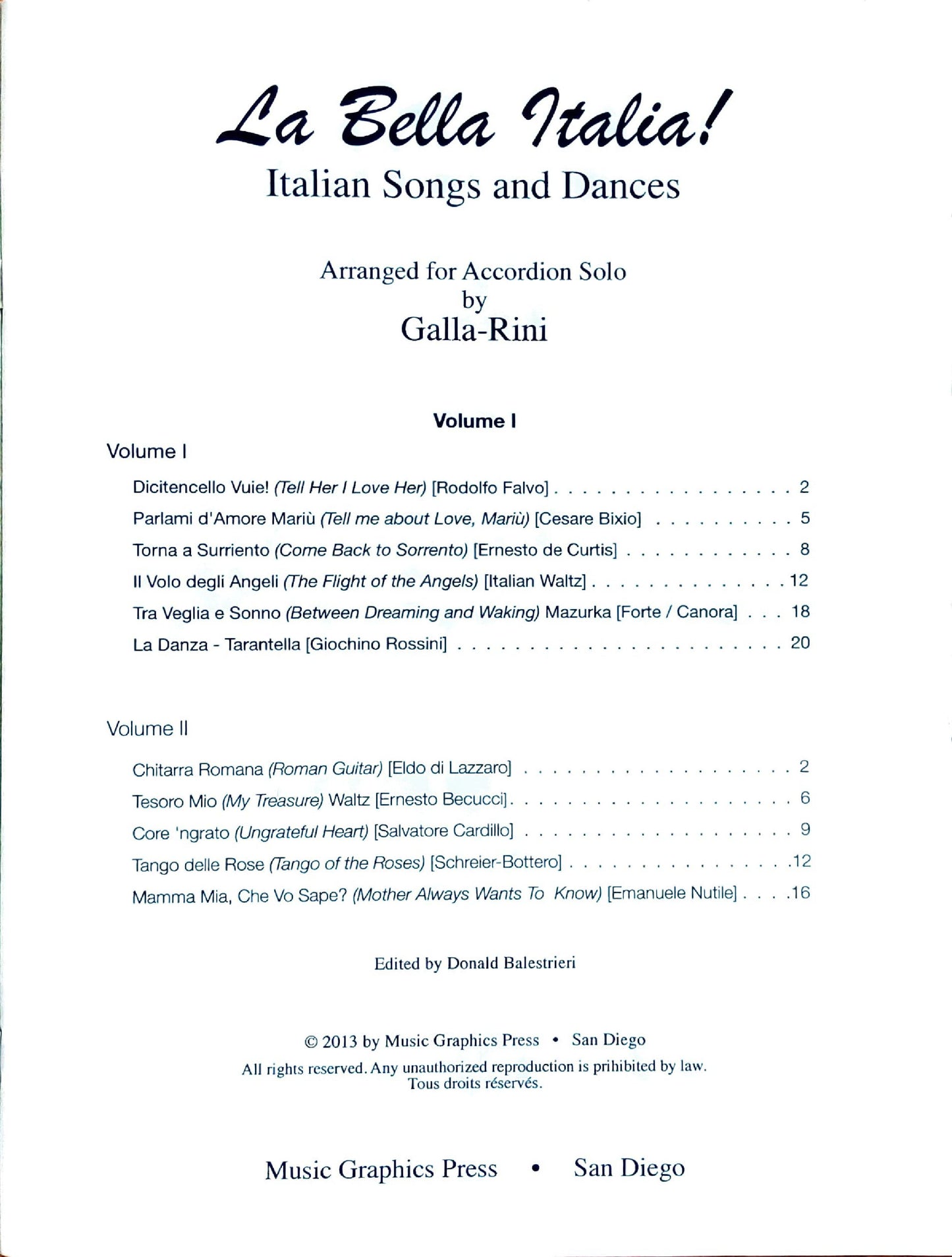 La Bella Italia Volume 1
