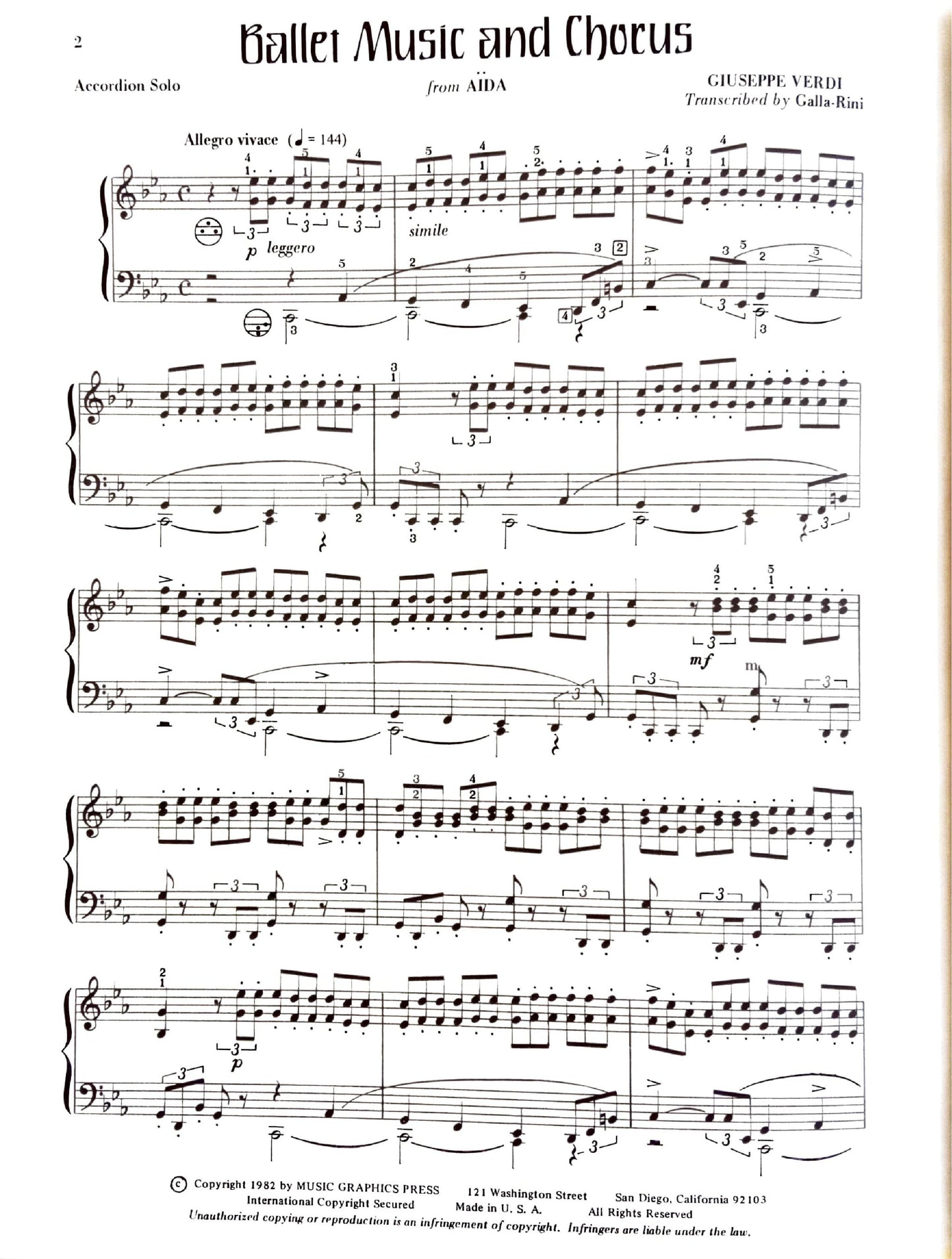 Ballet Music and Chorus from 'Aida' accordion solo