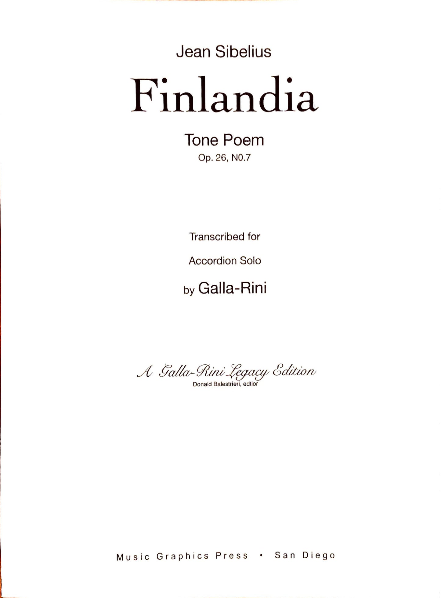 Finlandia Tone Poem Op. 26 No. 7