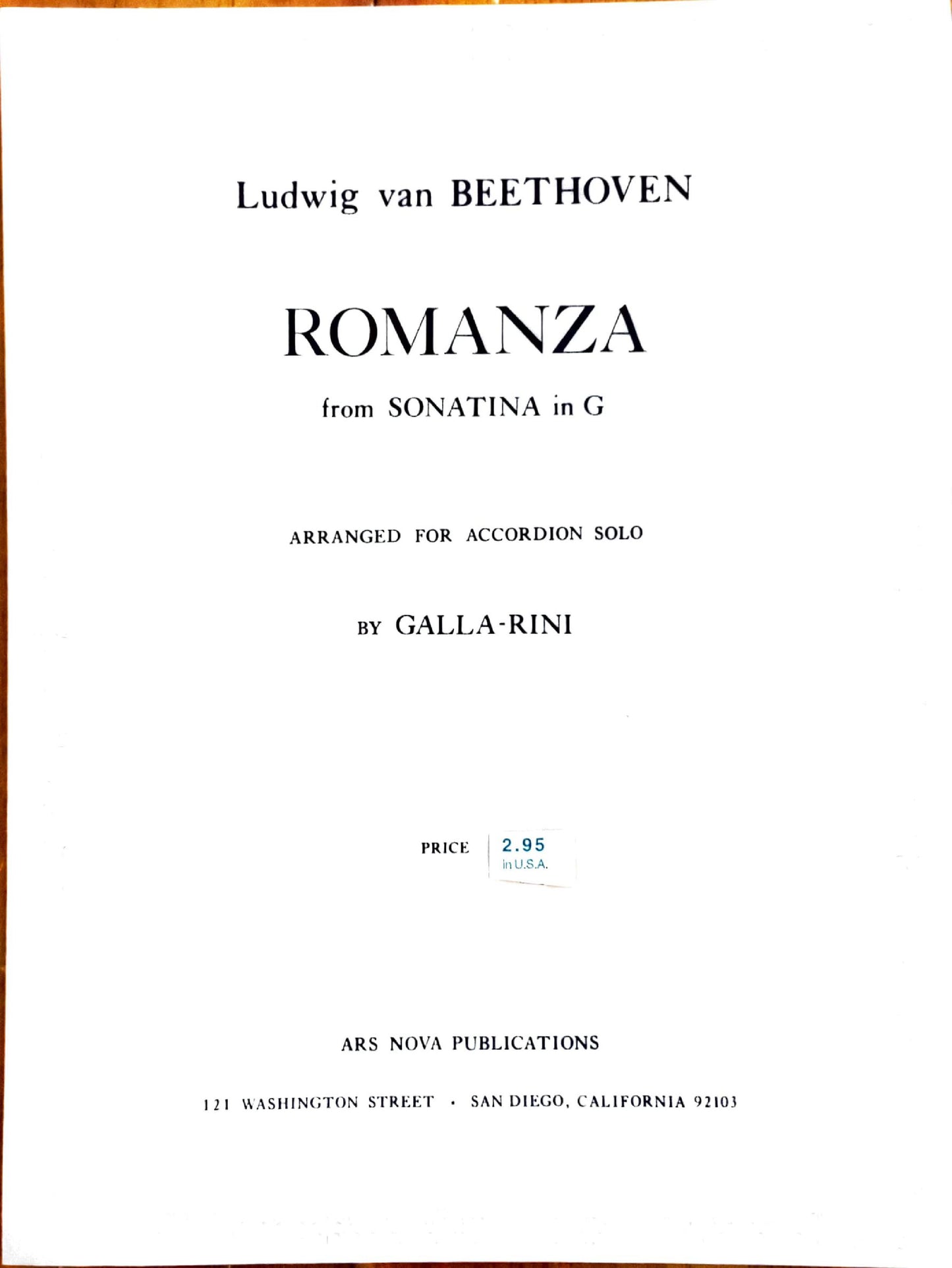 Romanza from Sonatina in G