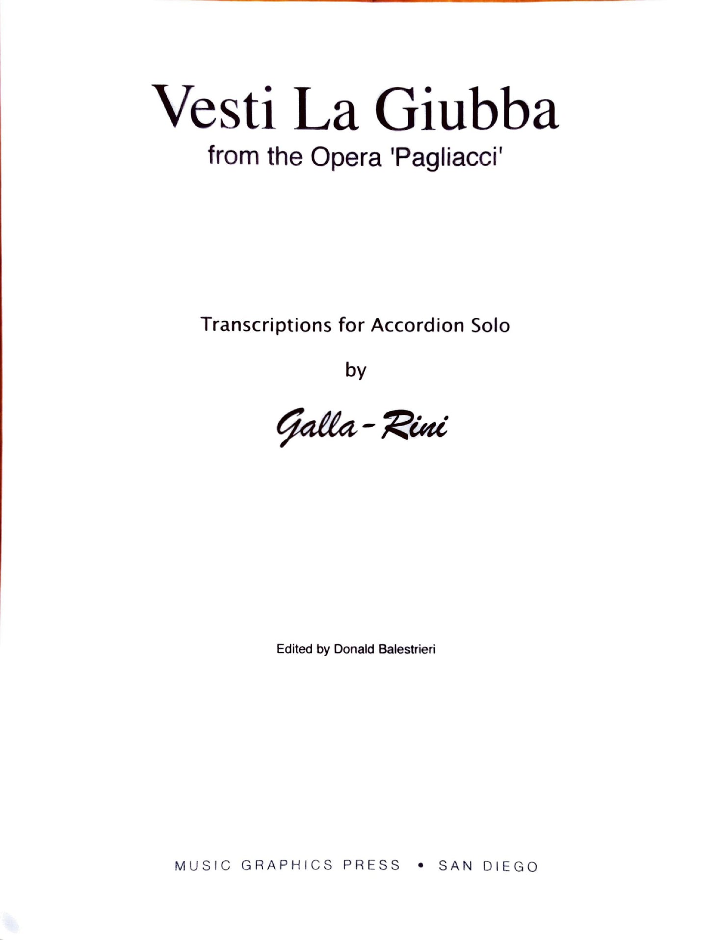 Vesti La Giubba from the Opera 'Pagliacci'