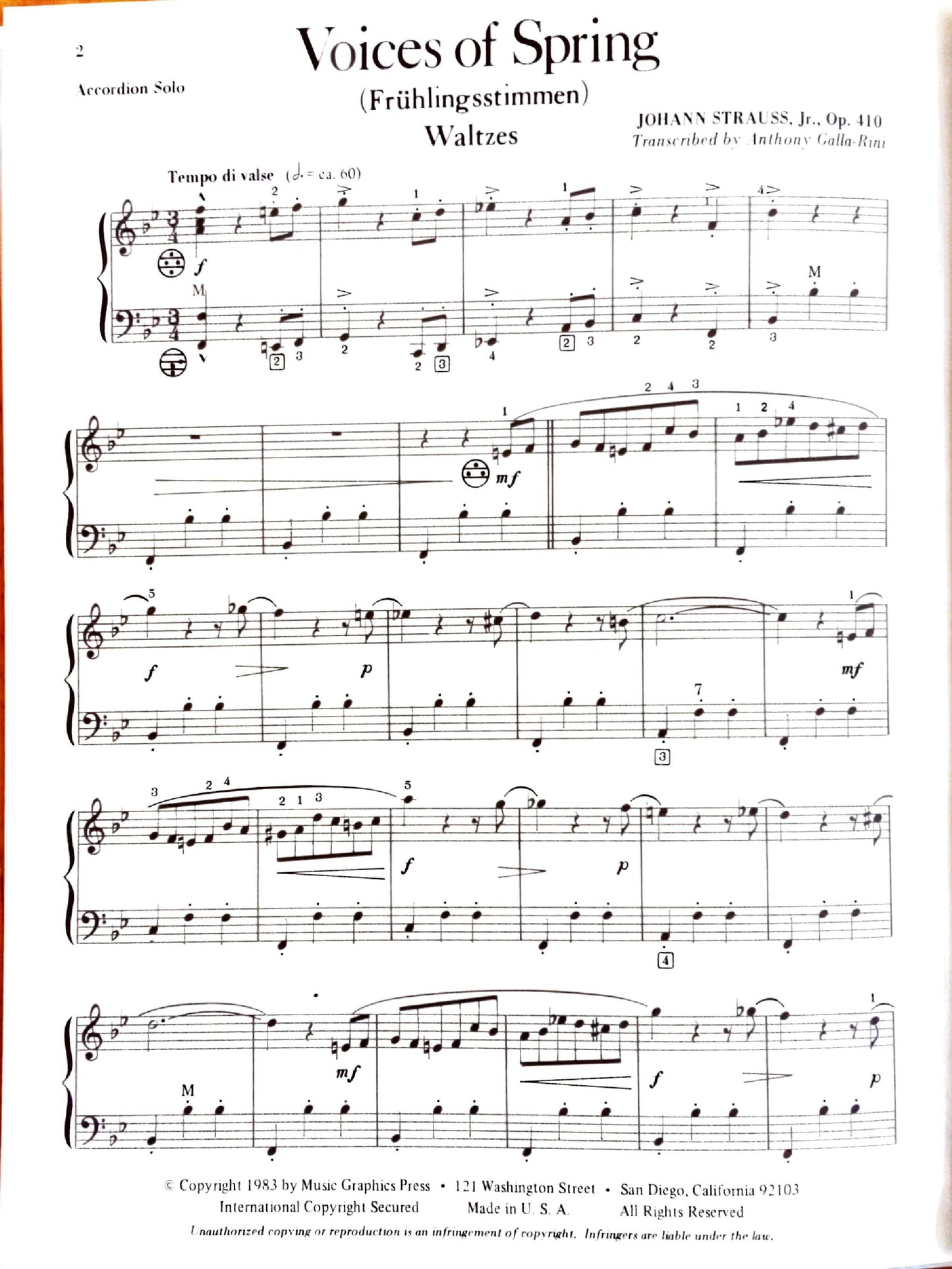 Voices of Spring Waltzes Op. 410