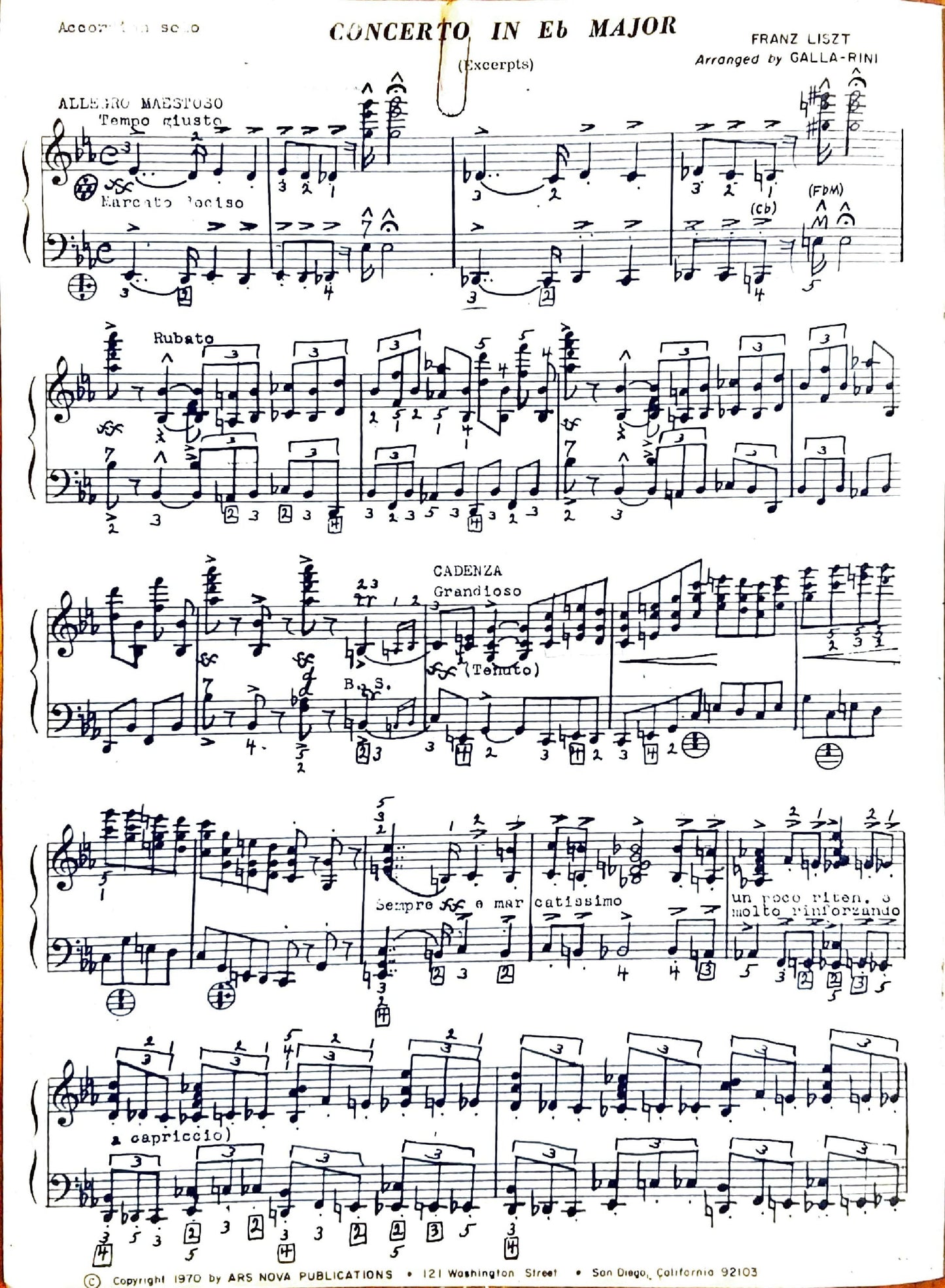 Concerto in E Flat Major (Excepts)