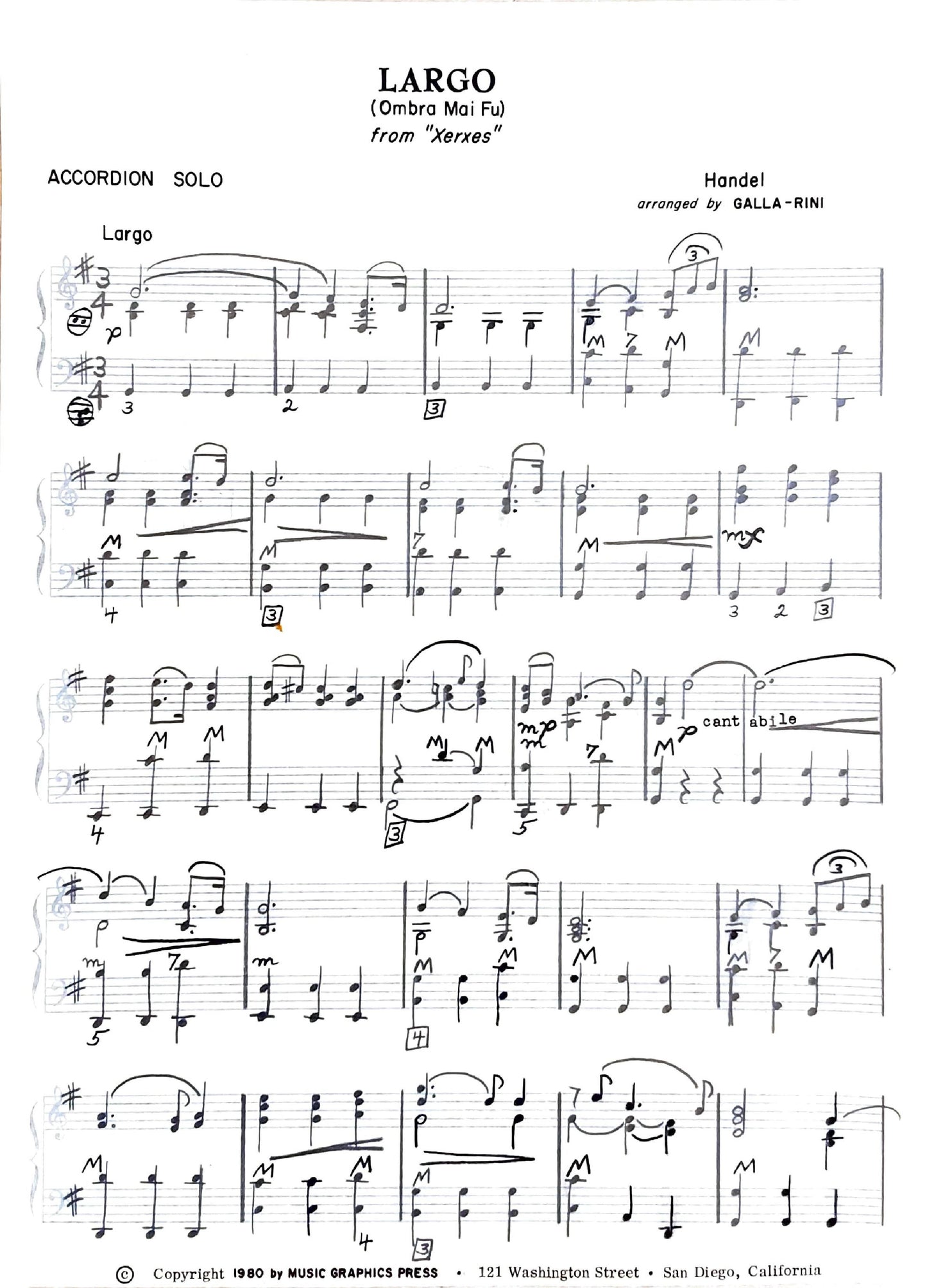 Largo from 'Xerxes' (Ombra Mai Fu) (Solo)