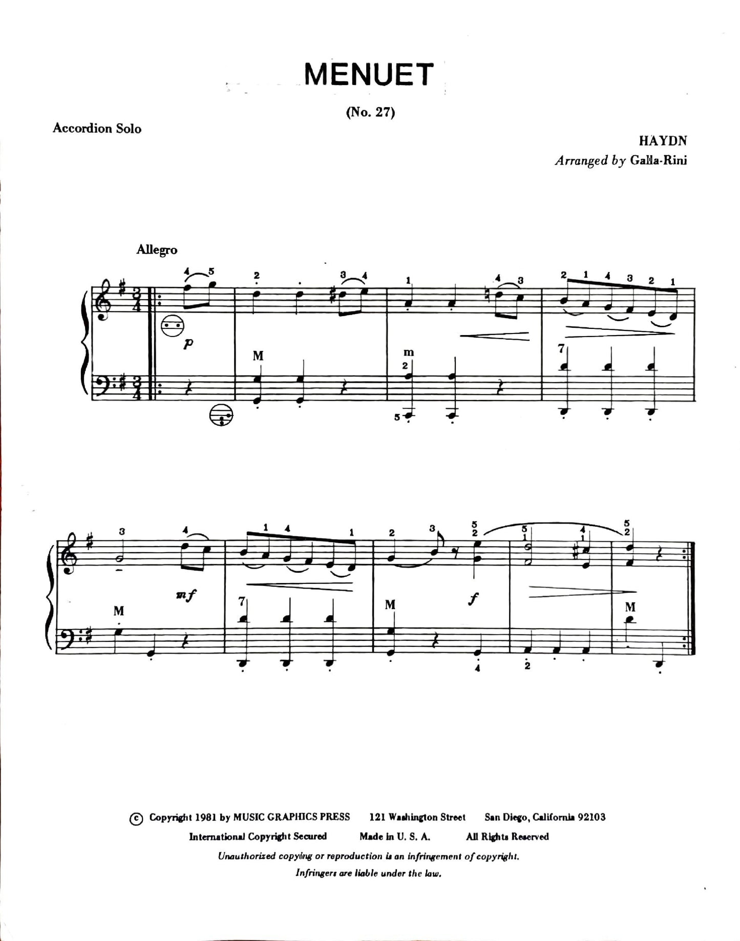 Menuet (No.27) (Solo)
