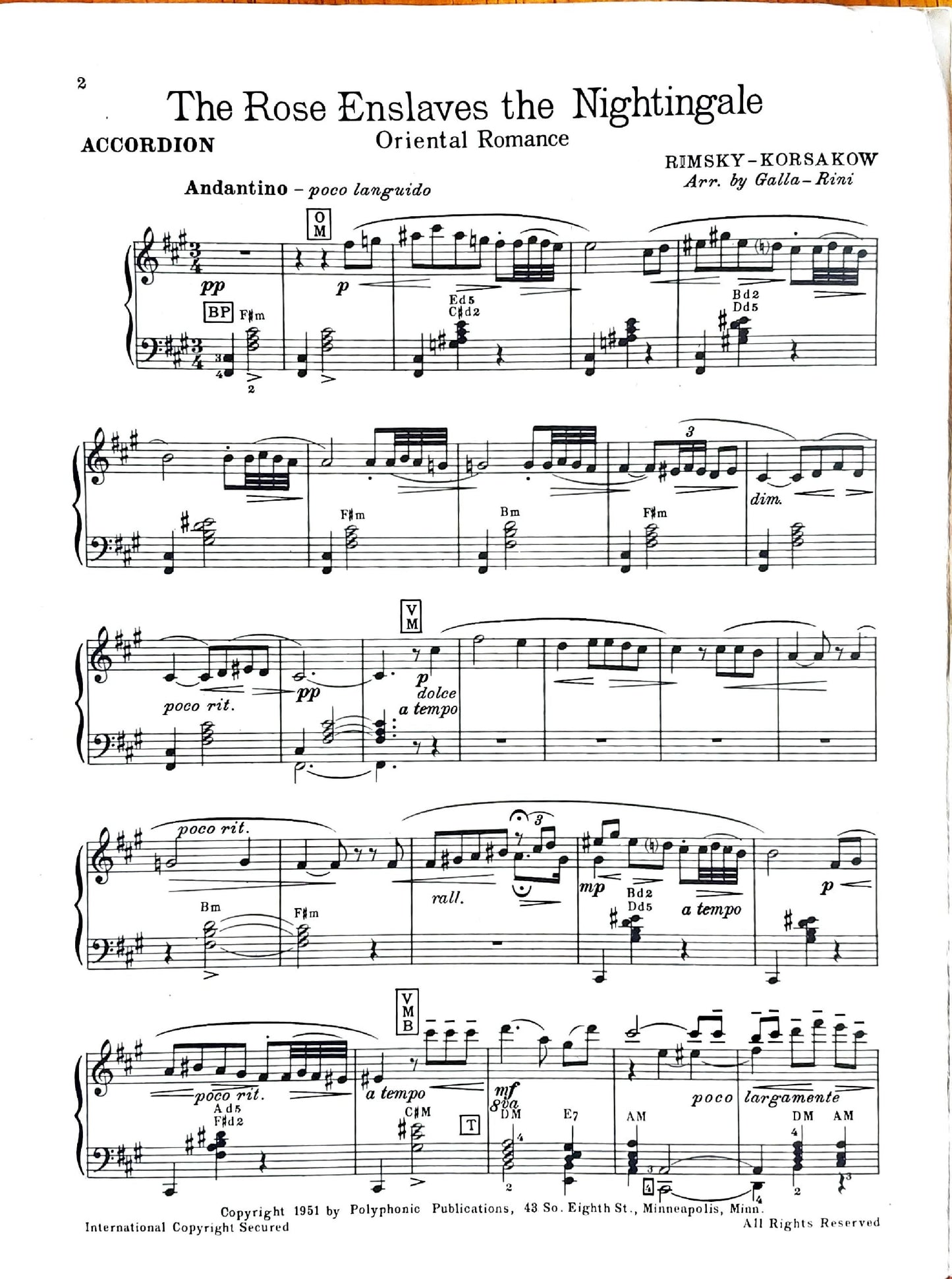 The Rose Enslaves the Nightingale, Oriental Romance (Solo)