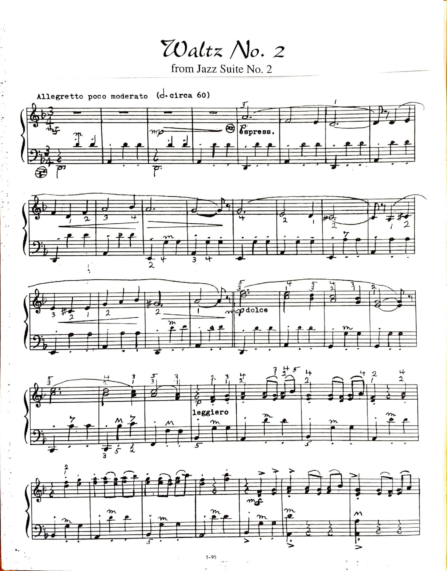 Waltz No. 1 from 'Jazz Suite No. 2' (Solo)