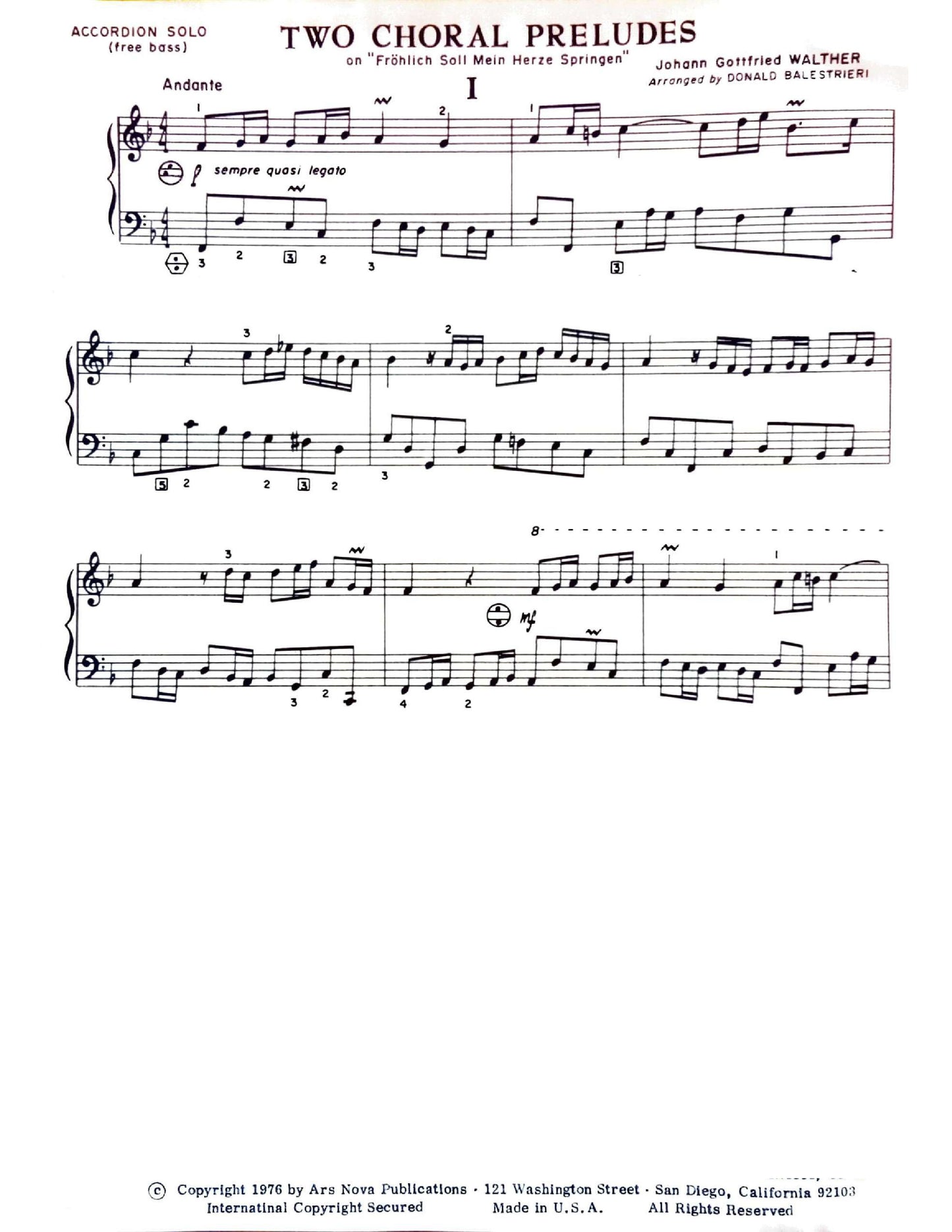 Two Choroal Preludes on 'Frohlich Soll Mein Herze Springen'