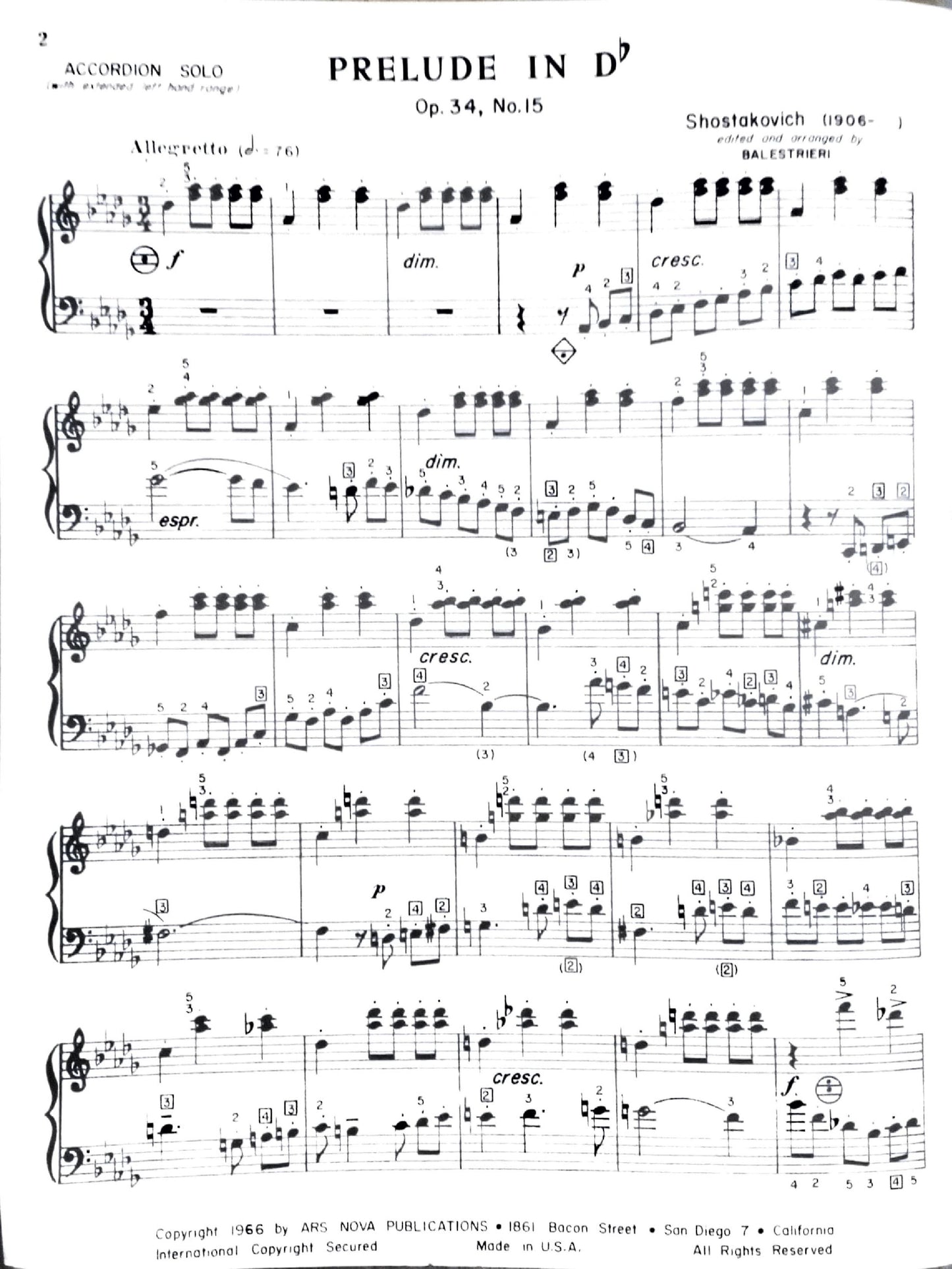 Prelude in D Flat Op. 34, No. 15