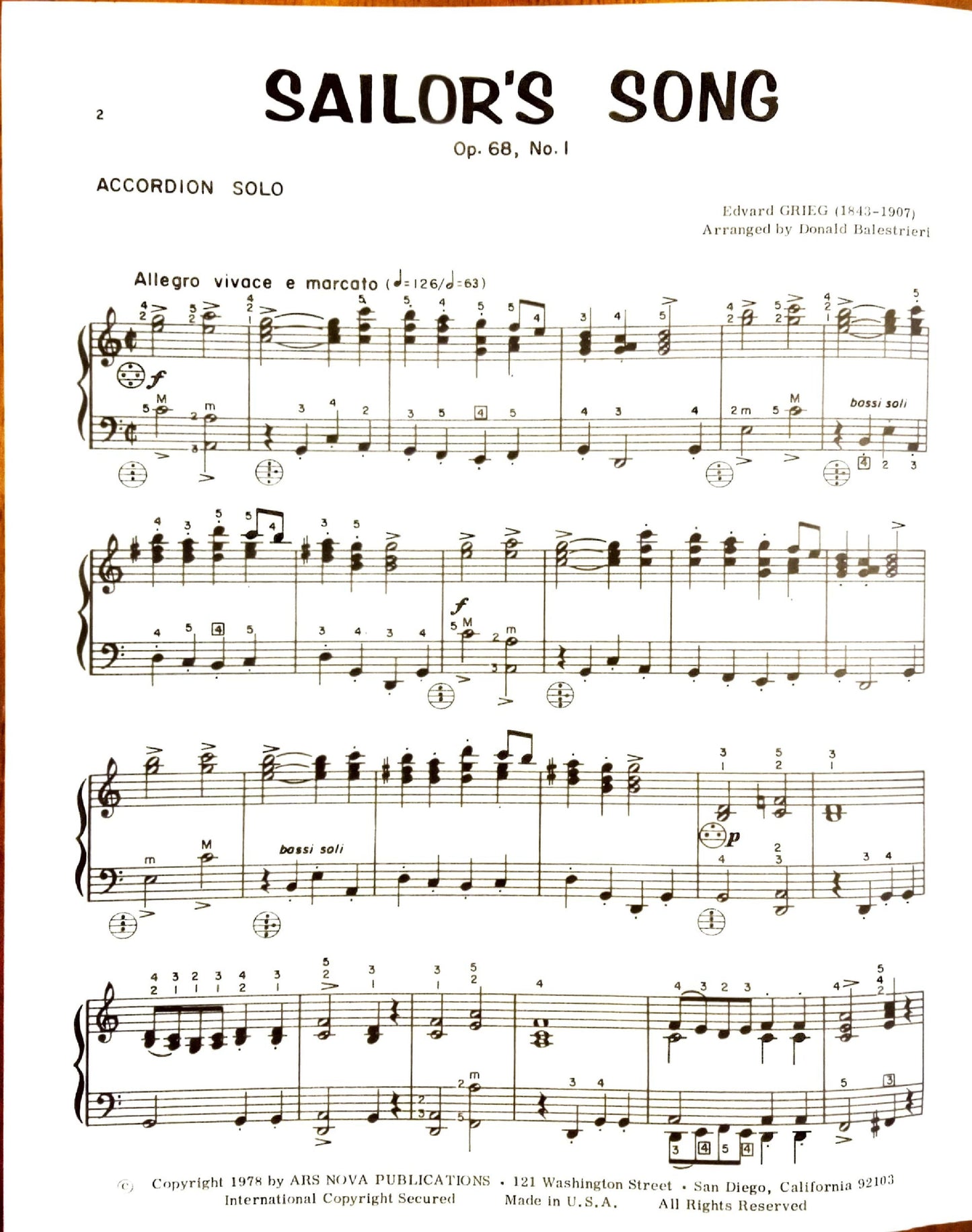 Sailor's Song Op. 68, No.1