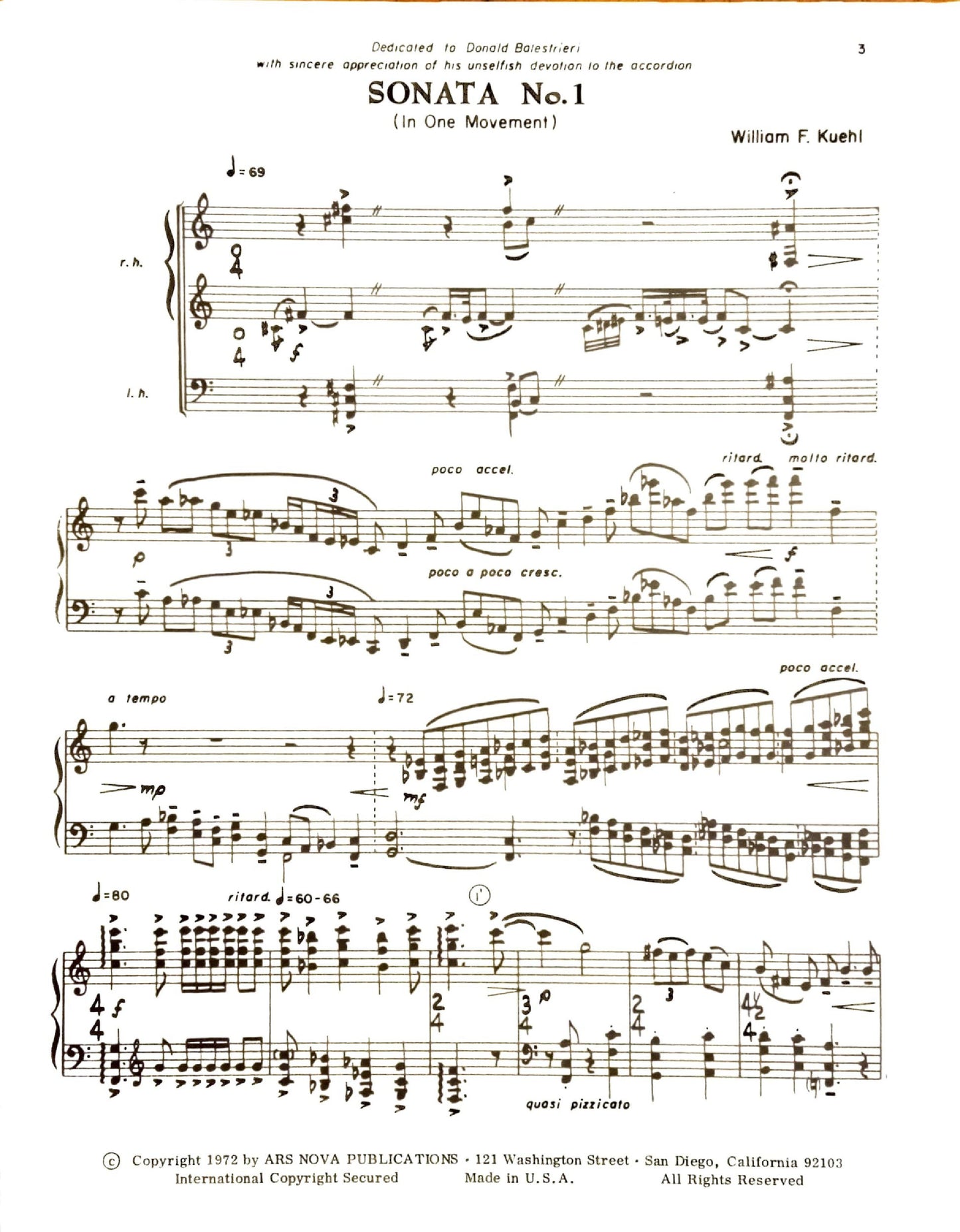 Sonata No. 1 in One Movement