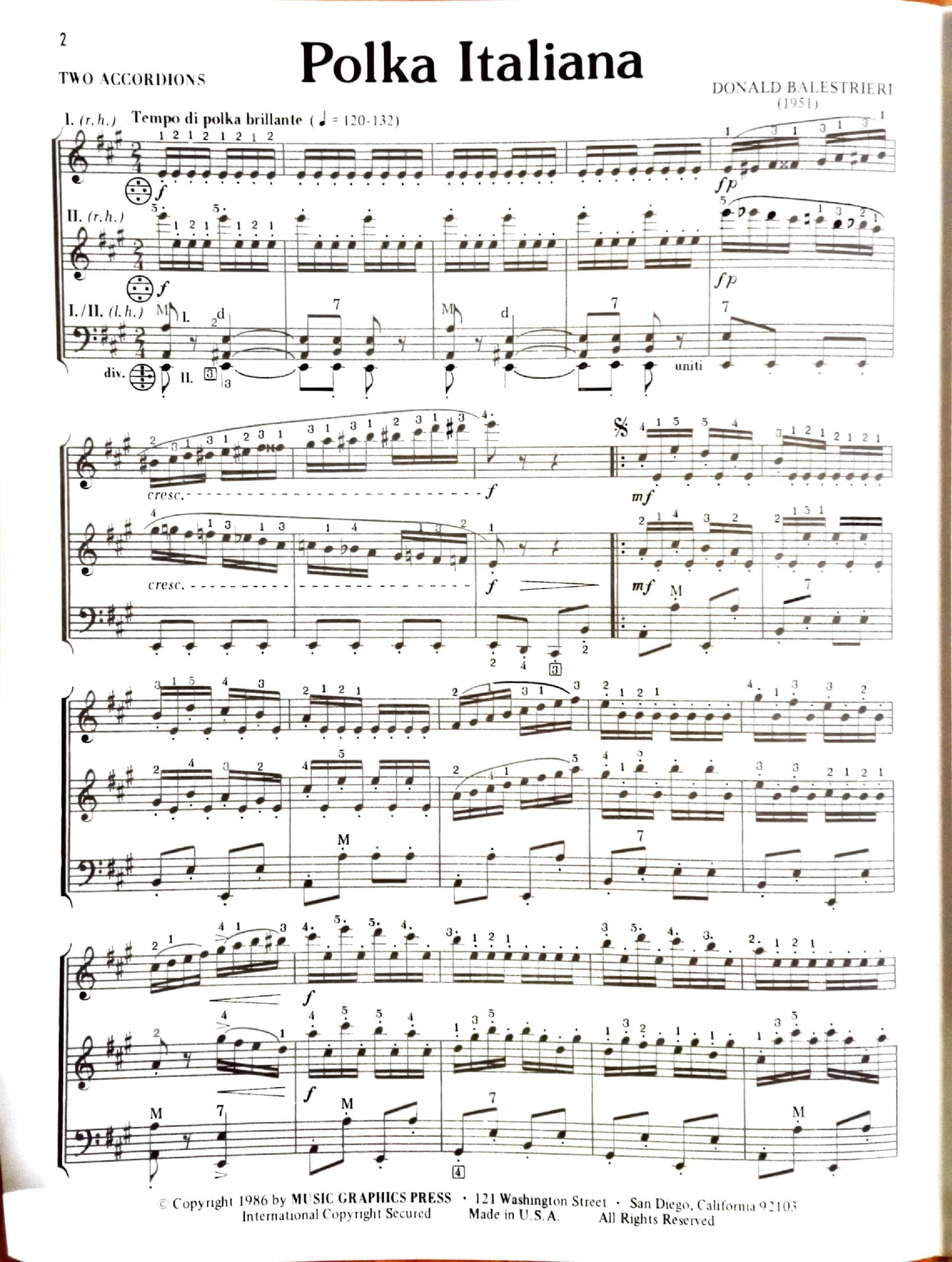 Polka Italiana for Two Accordions