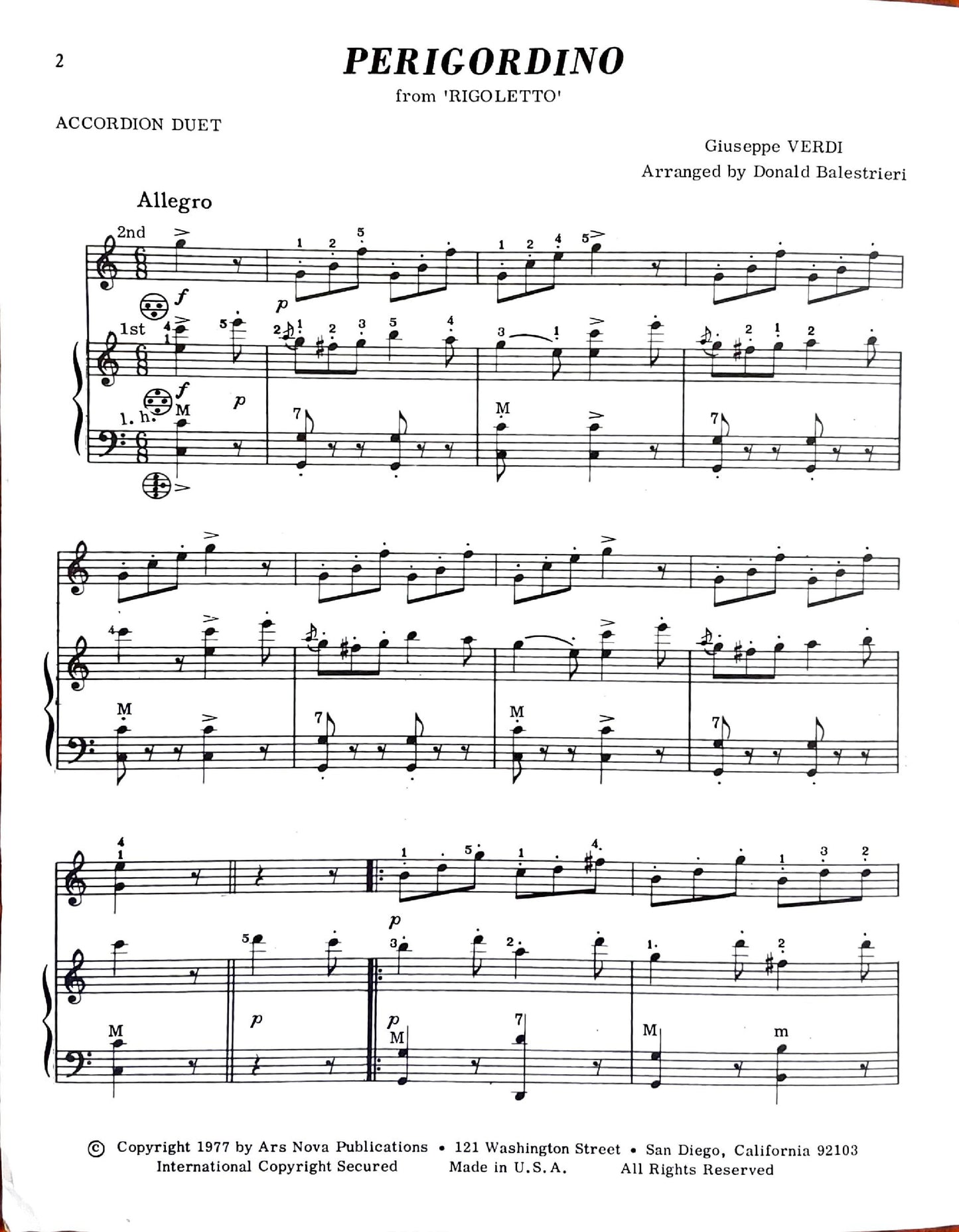 Perigordino from 'Rigoletto' (Duet)