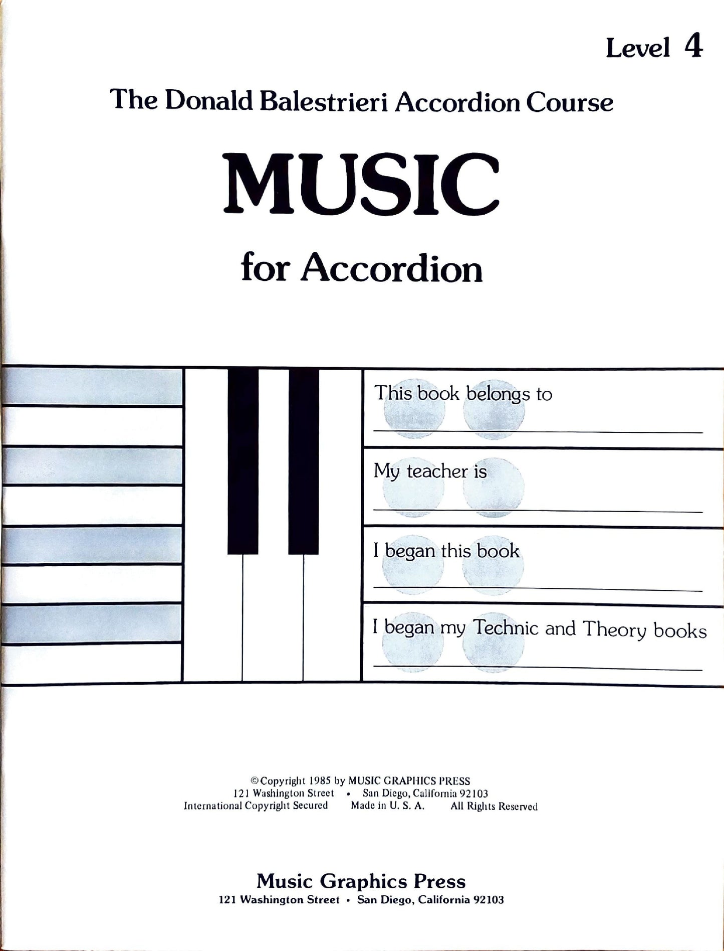 Donald Balestrieri Accordion Course Music - Level 4