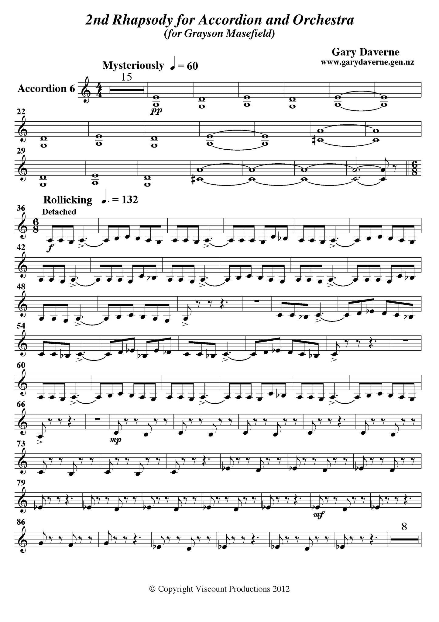 2nd Rhapsody for Solo Accordion and Symphony Orchestra - Score & Parts