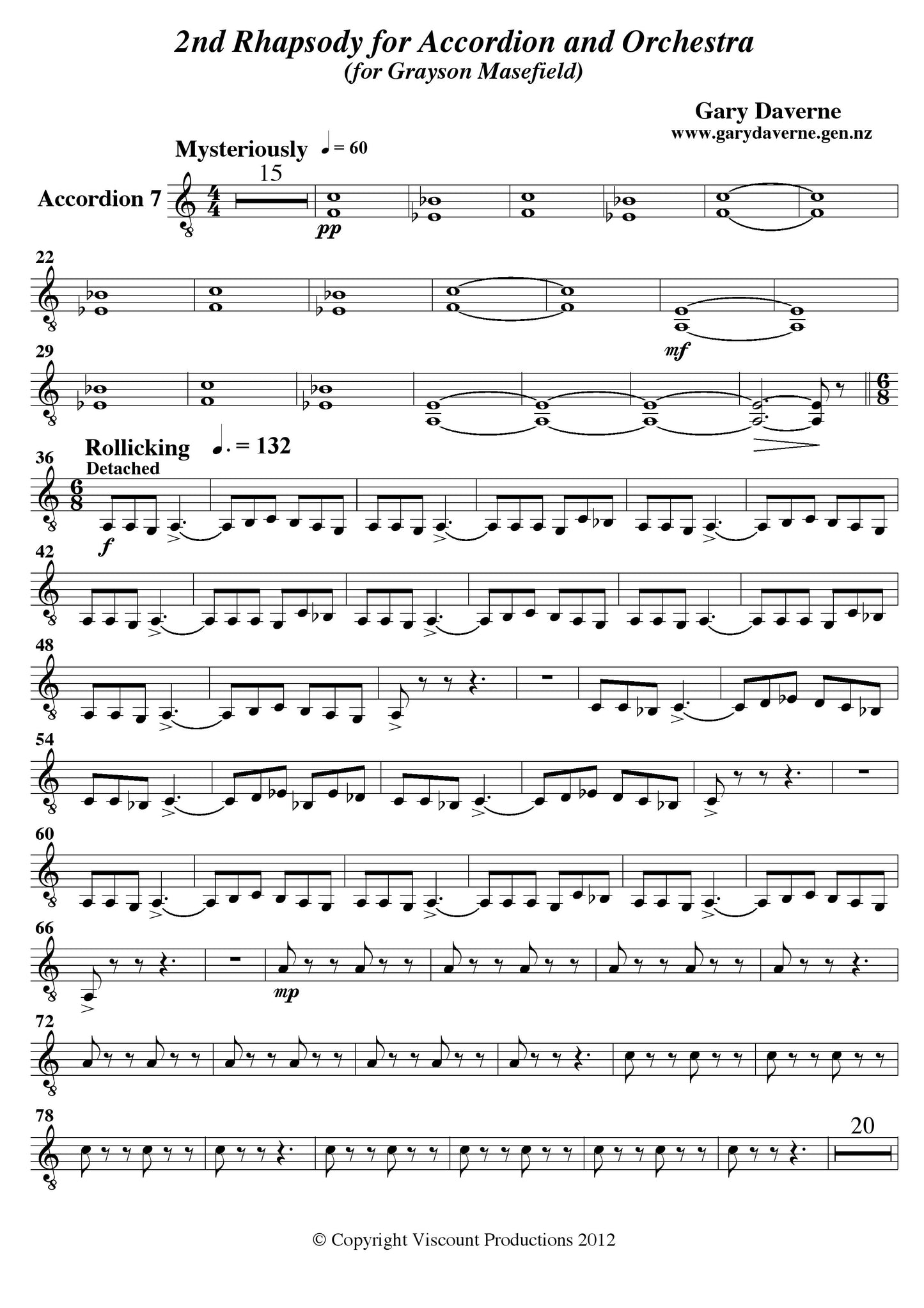 2nd Rhapsody for Solo Accordion and Symphony Orchestra - Score & Parts