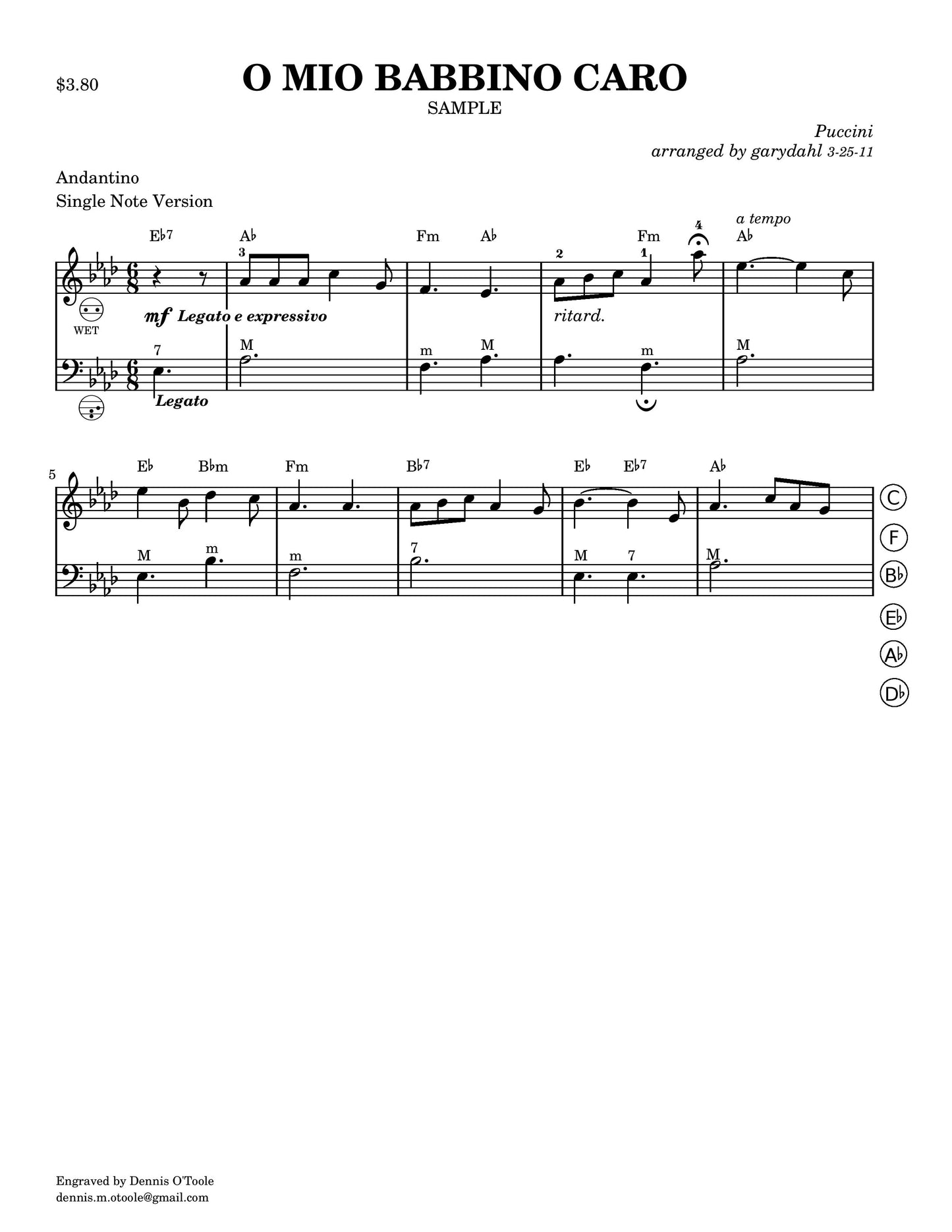 O Mio Babbino Caro- single note version