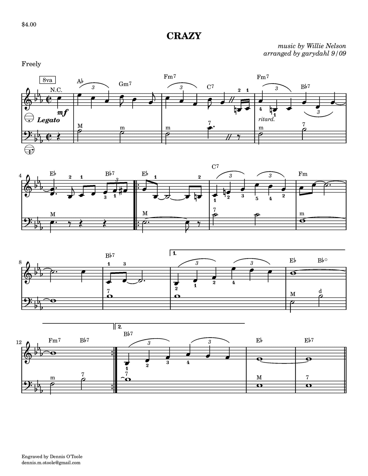 Crazy ( Single Note) solo accordion