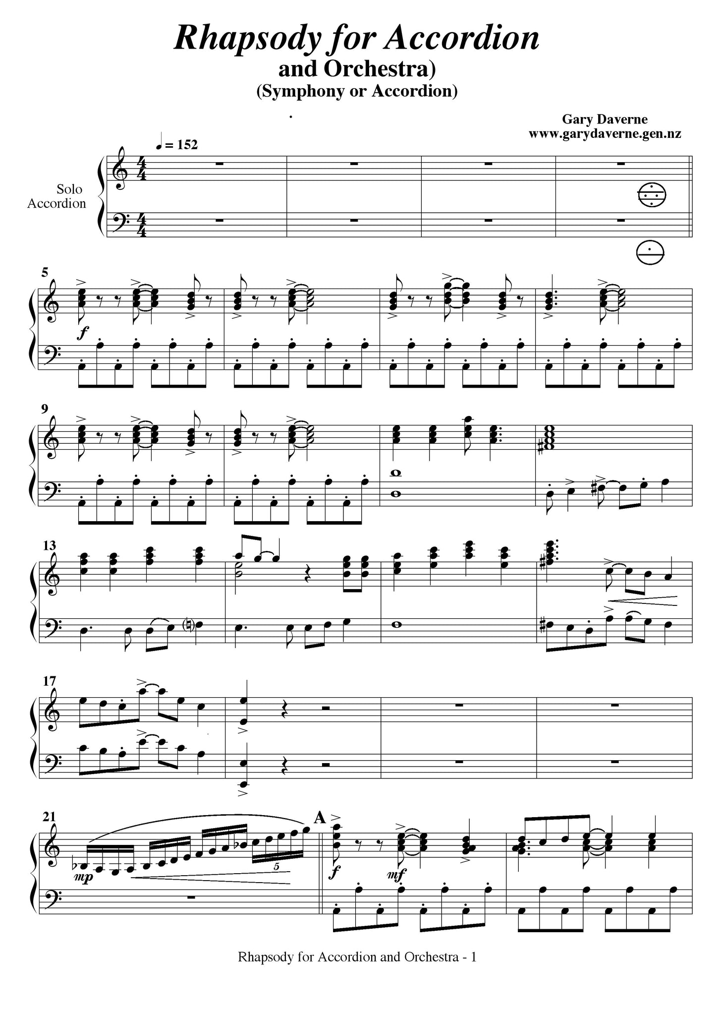 Rhapsody for Solo Accordion and Orchestra (Small orchestra arrangement)