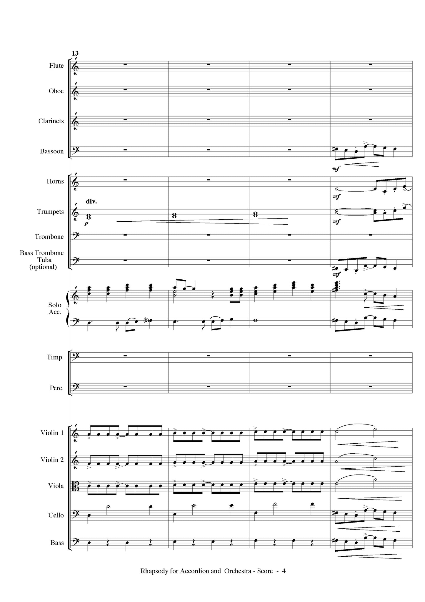 Rhapsody for Solo Accordion and Orchestra (Small orchestra arrangement)