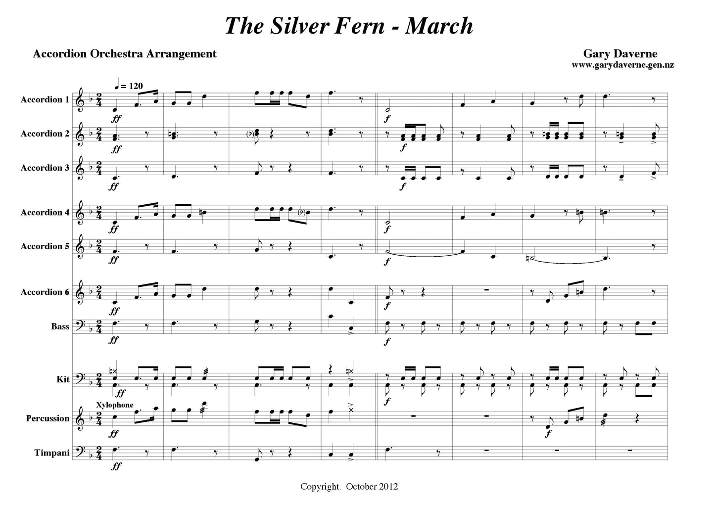 Silver Fern March (Accordion Orchestra arrangement)