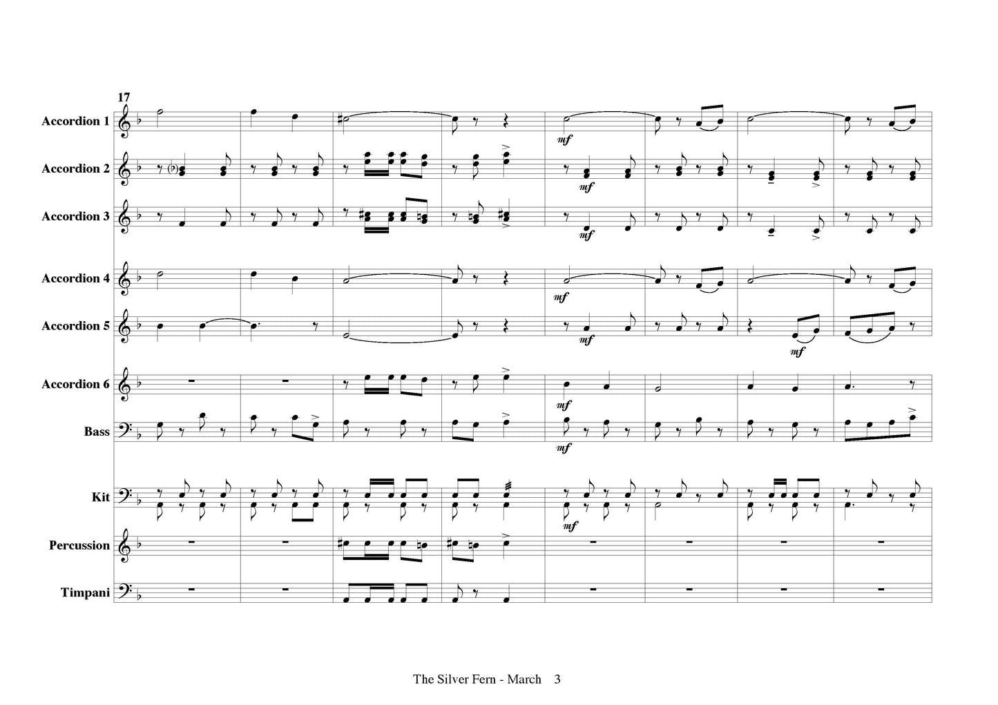 Silver Fern March (Accordion Orchestra arrangement)