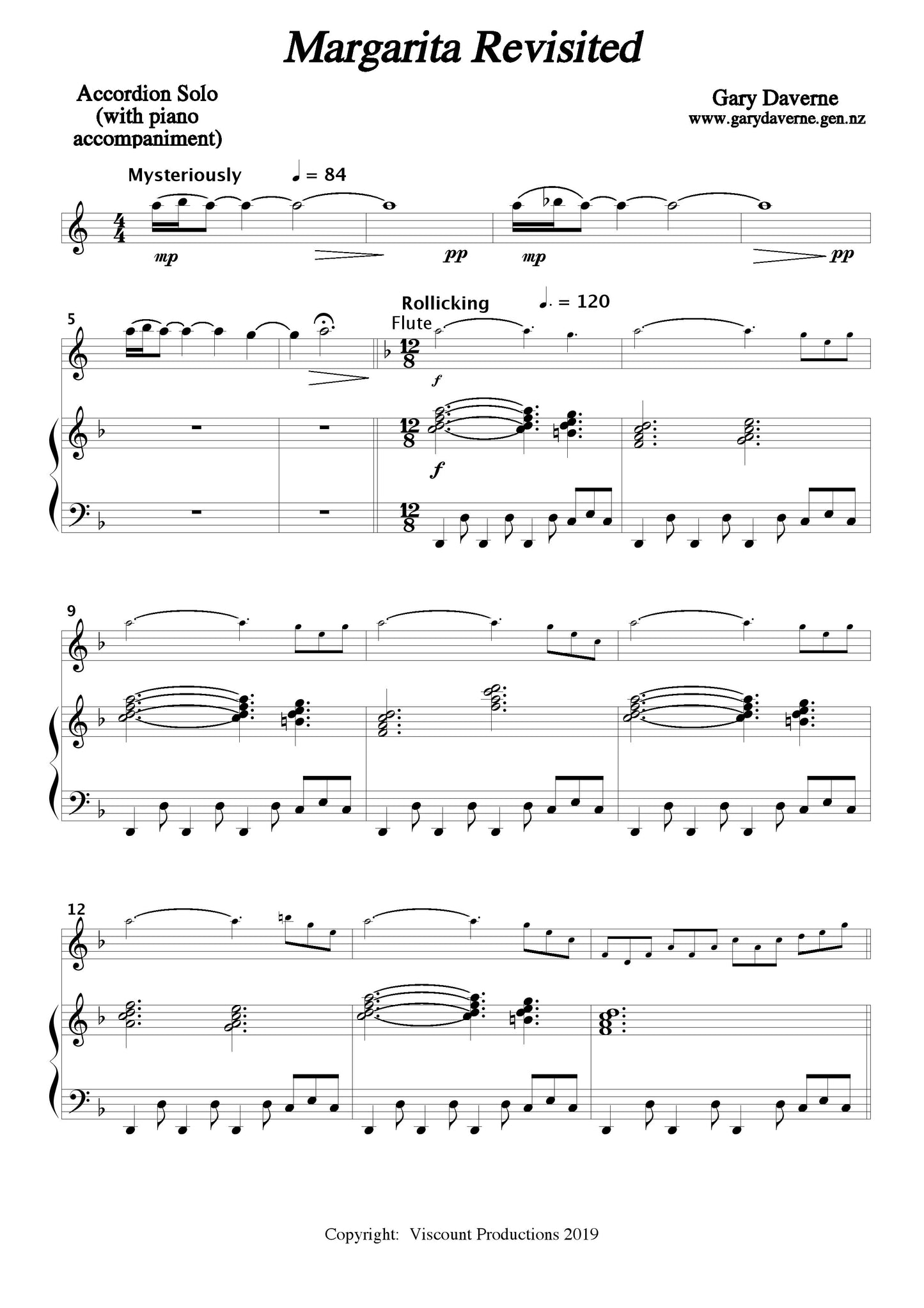 Margarita Revisited - solo accordion & piano accompaniment
