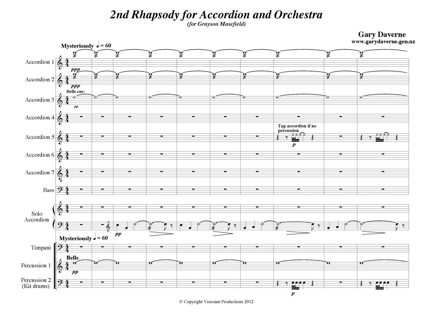 2nd Rhapsody for Solo Accordion and Symphony Orchestra - Score & Parts