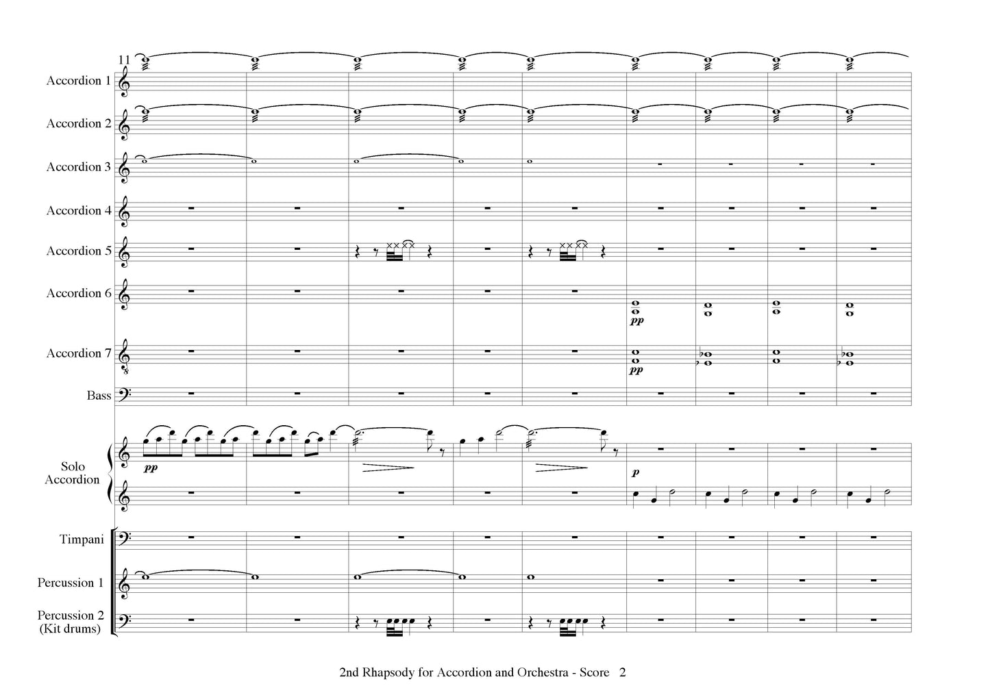 2nd Rhapsody for Solo Accordion and Symphony Orchestra - Score & Parts