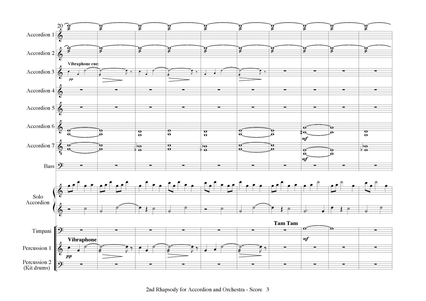 2nd Rhapsody for Solo Accordion and Symphony Orchestra - Score & Parts