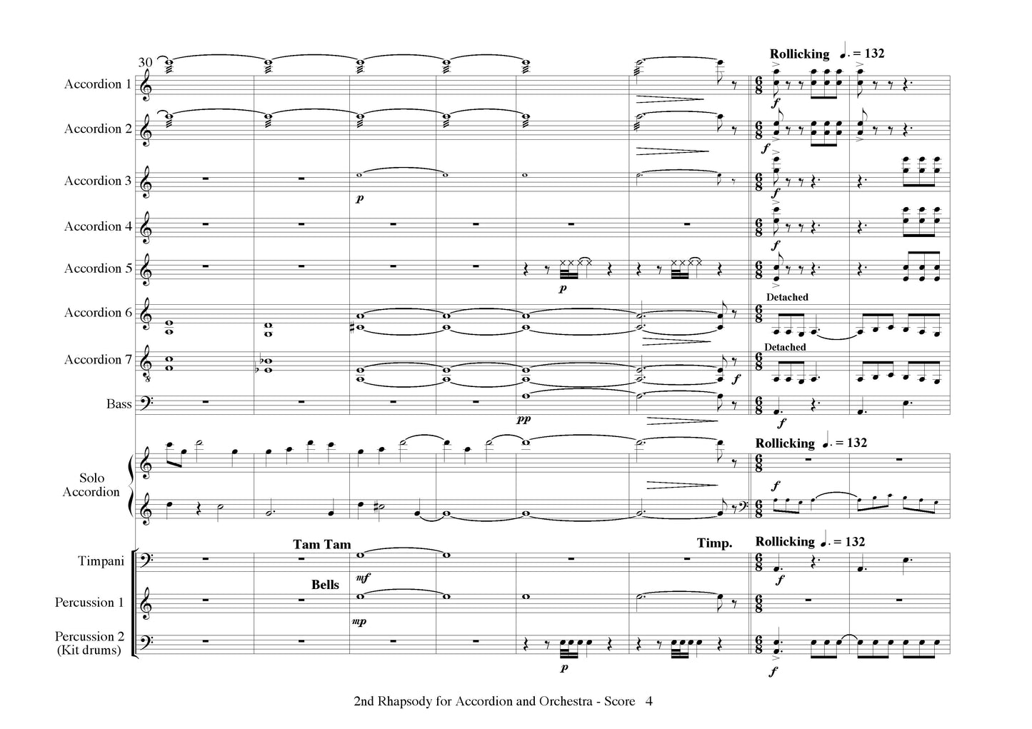 2nd Rhapsody for Solo Accordion and Symphony Orchestra - Score & Parts