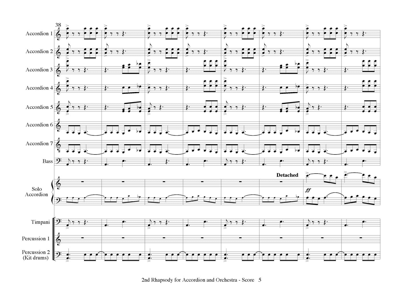 2nd Rhapsody for Solo Accordion and Symphony Orchestra - Score & Parts
