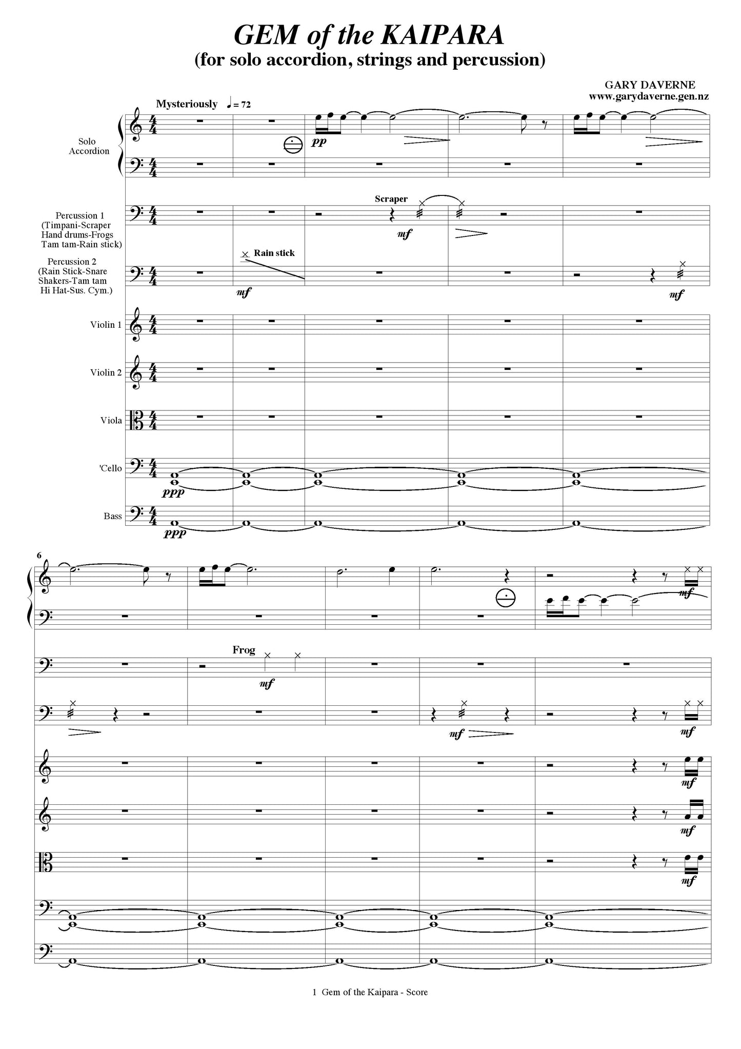 Gem of the Kaipara (for solo accordion, strings and percussion)